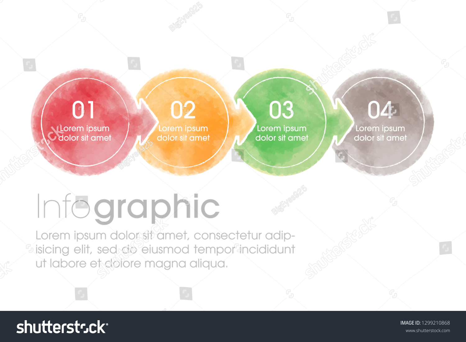 Timeline Infographic Arrows Flowchart Workflow Watercolor Stock Vector Royalty Free 1299210868 