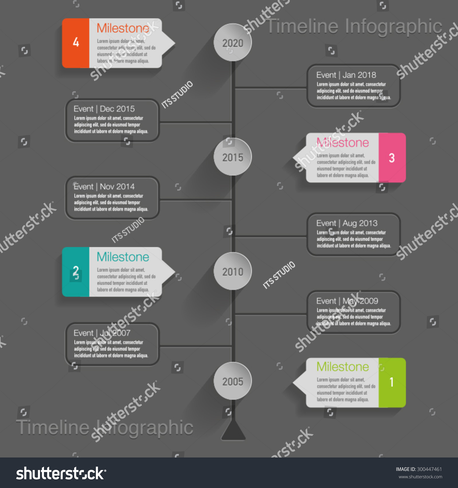 Timeline Infographic Labels Diagrams Buttons Text Stock Vector 300447461