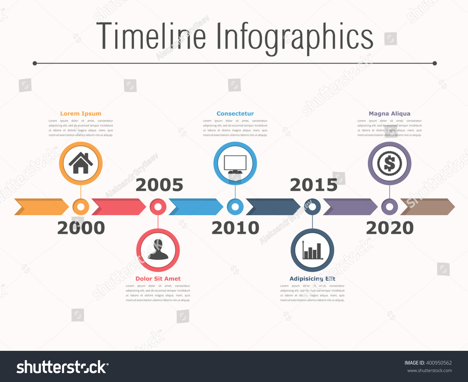 Timeline Infographics Design Arrows Workflow Process Stock Vector ...