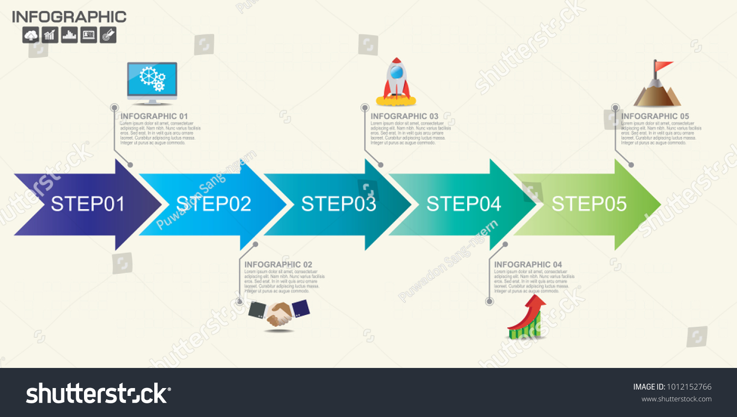 Timeline Infographics Template Arrows Flowchart Workflow Vector De Stock Libre De Regalías 3318