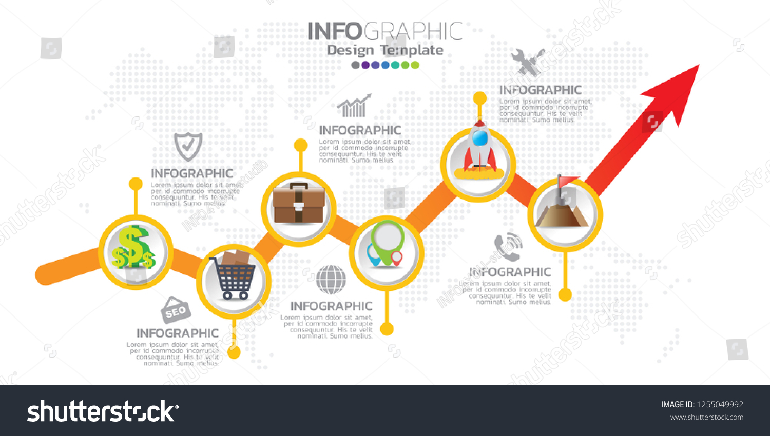 Timeline Infographics Template Arrows Flowchart Workflow Image Vectorielle De Stock Libre De 4558