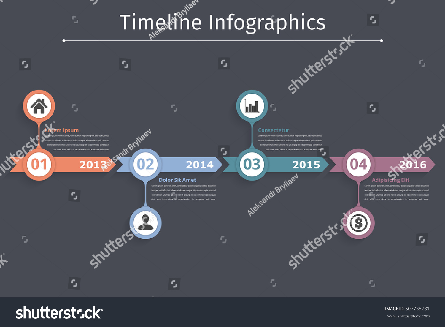 Timeline Infographics Template Arrows Flowchart Workflow เวกเตอร์สต็อก ปลอดค่าลิขสิทธิ์ 507735781 7307