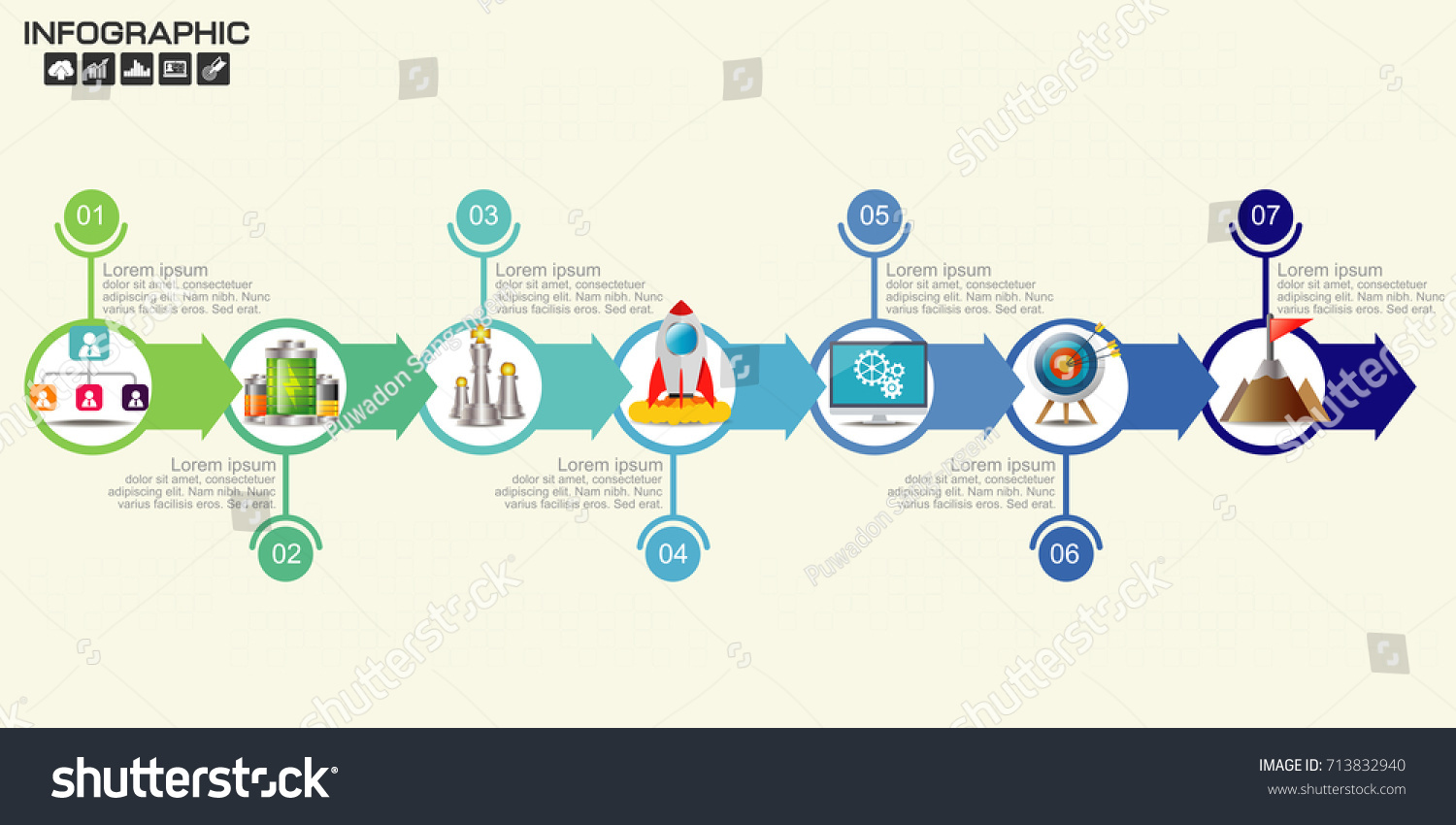 Timeline Infographics Template Arrows Flowchart Workflow Vector De Stock Libre De Regalías 5824
