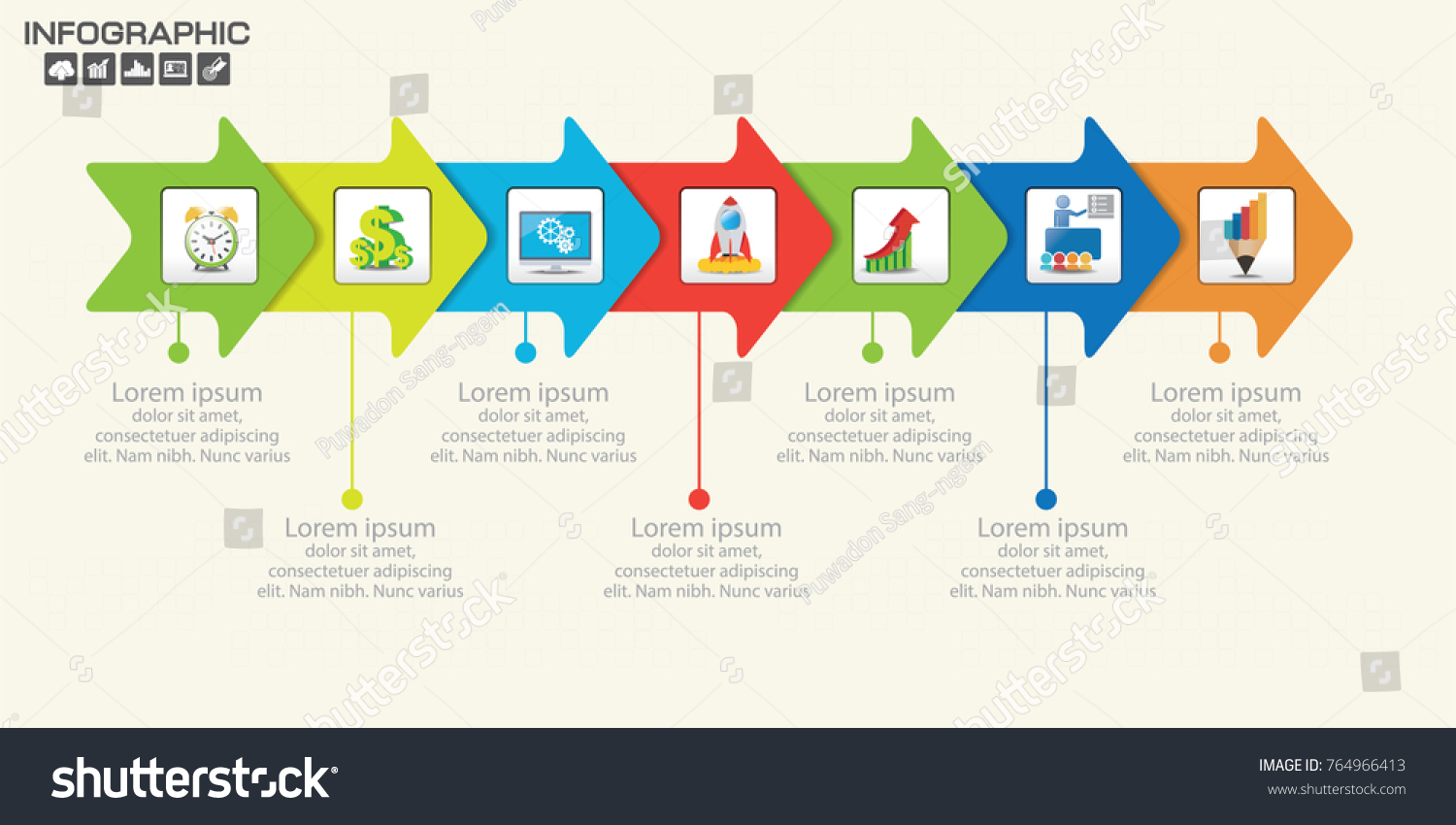Timeline Infographics Template Arrows Flowchart Workflow Stock Vector Royalty Free 764966413 9305