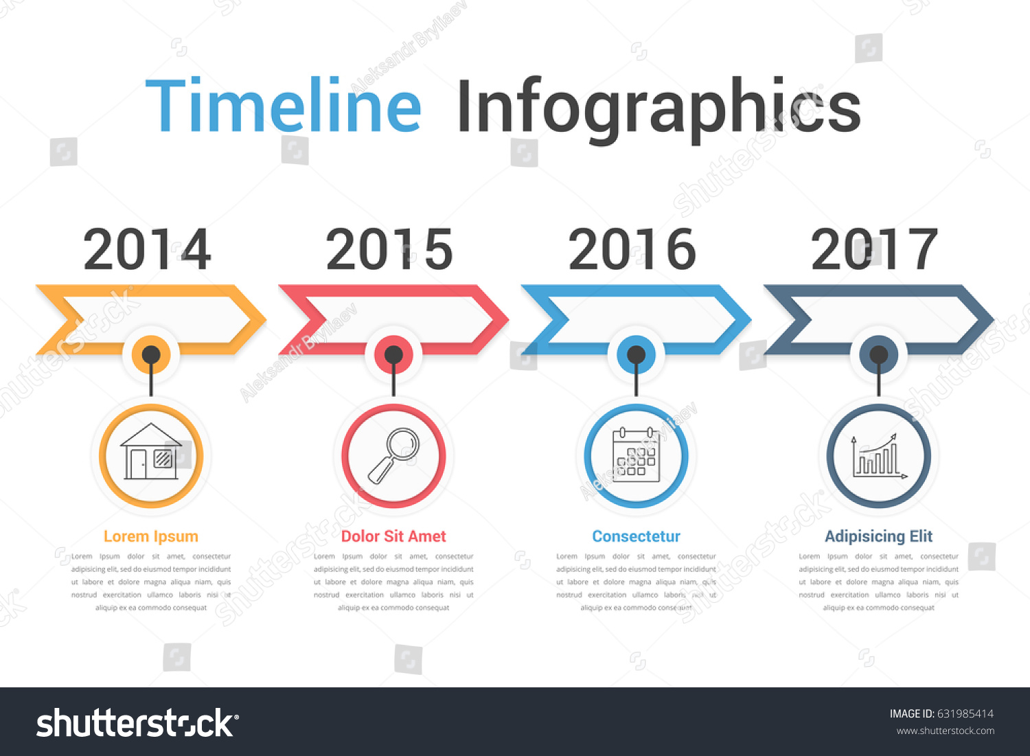 Timeline Infographics Template Arrows Workflow Process Stock Vector ...