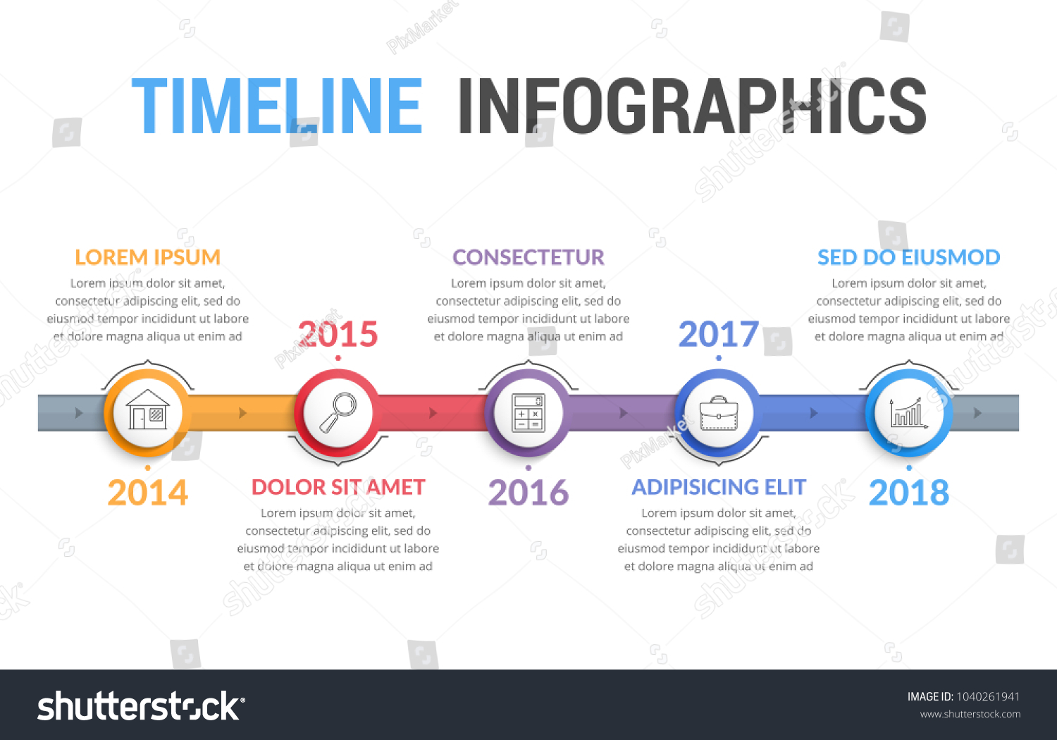 Timeline Infographics Template Workflow Process Diagram Stock Vector ...