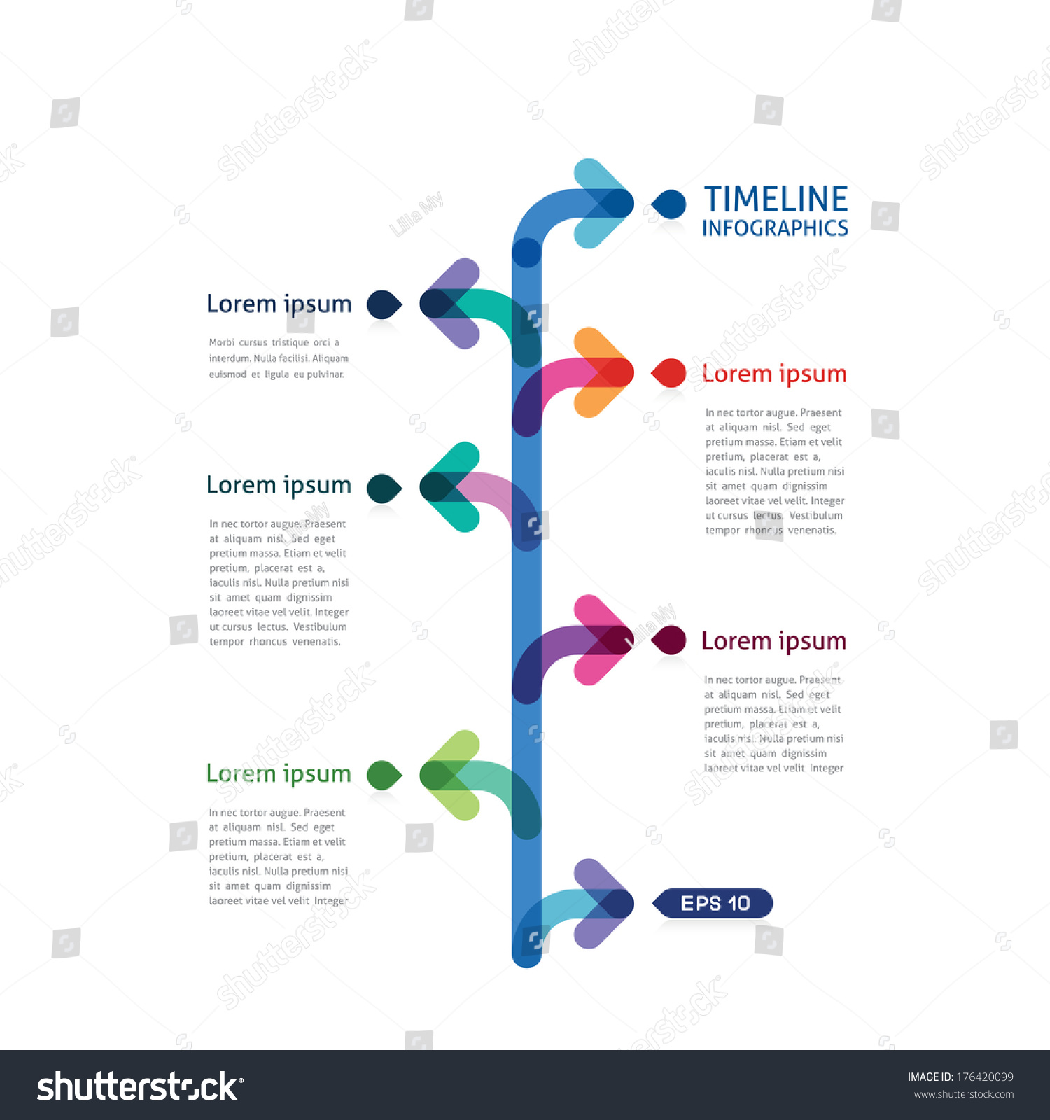 Timeline Infographics With Arrows Stock Vector Illustration 176420099 ...