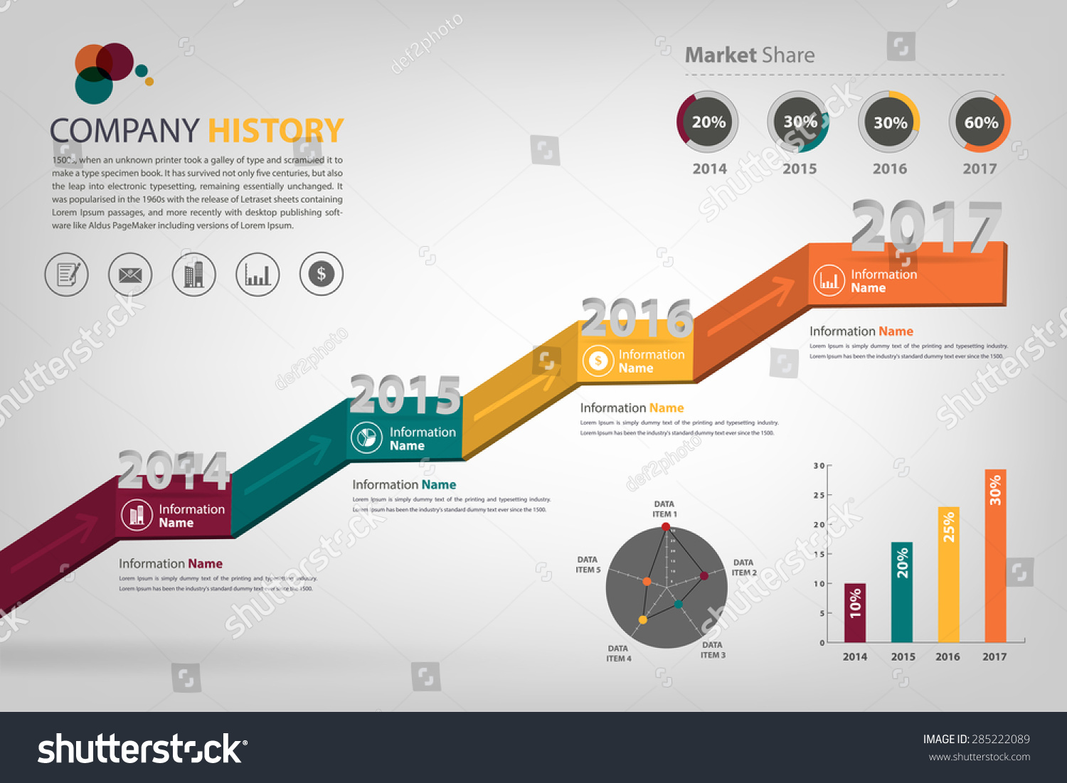 Timeline & Milestone Company History Infographic In Vector Style (Eps10 ...