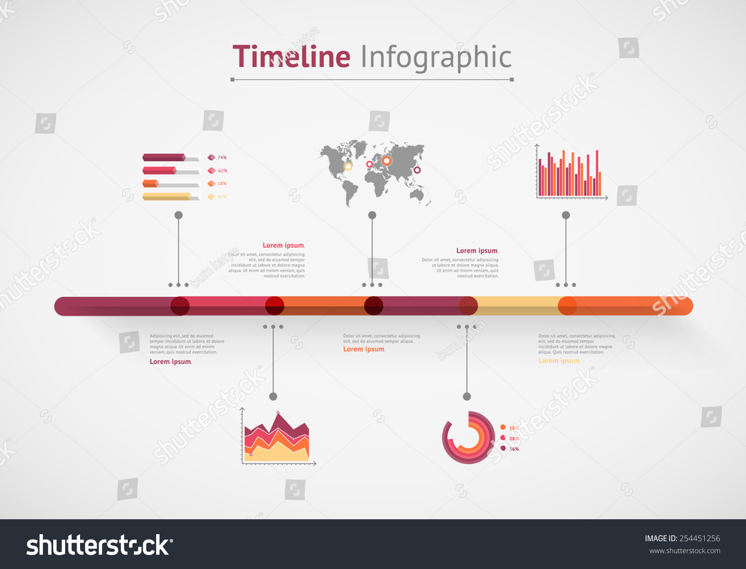 Timeline Vector Infographic. World Map - 254451256 : Shutterstock