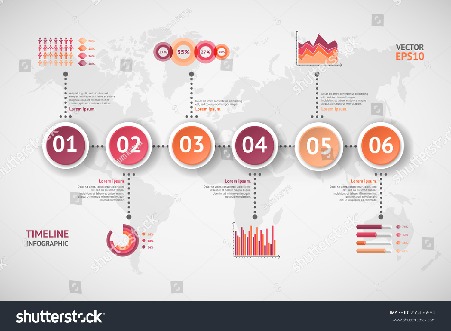 Timeline Vector Infographic World Map Stock Vector (Royalty Free ...