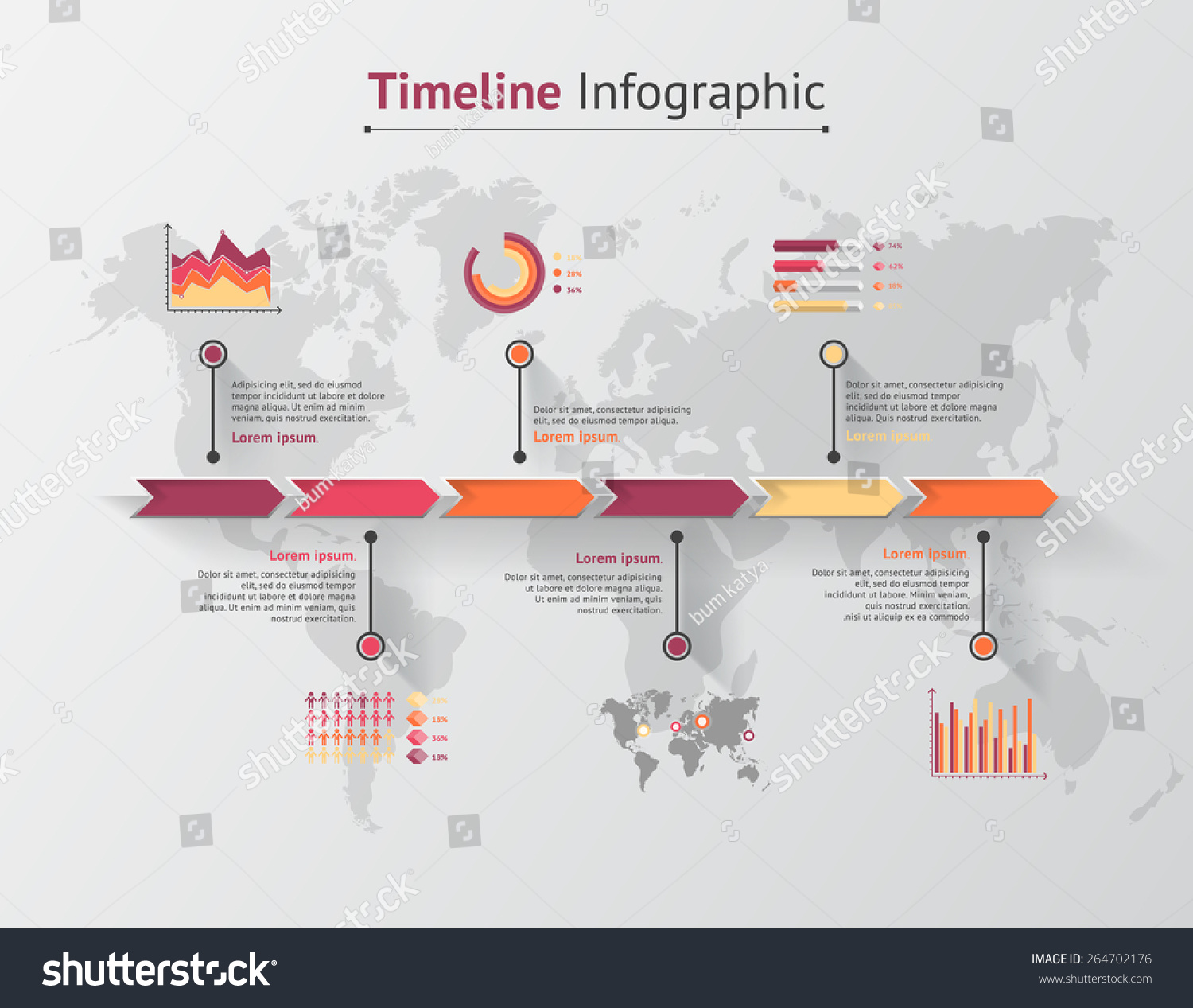 Timeline Vector Infographic. World Map - 264702176 : Shutterstock