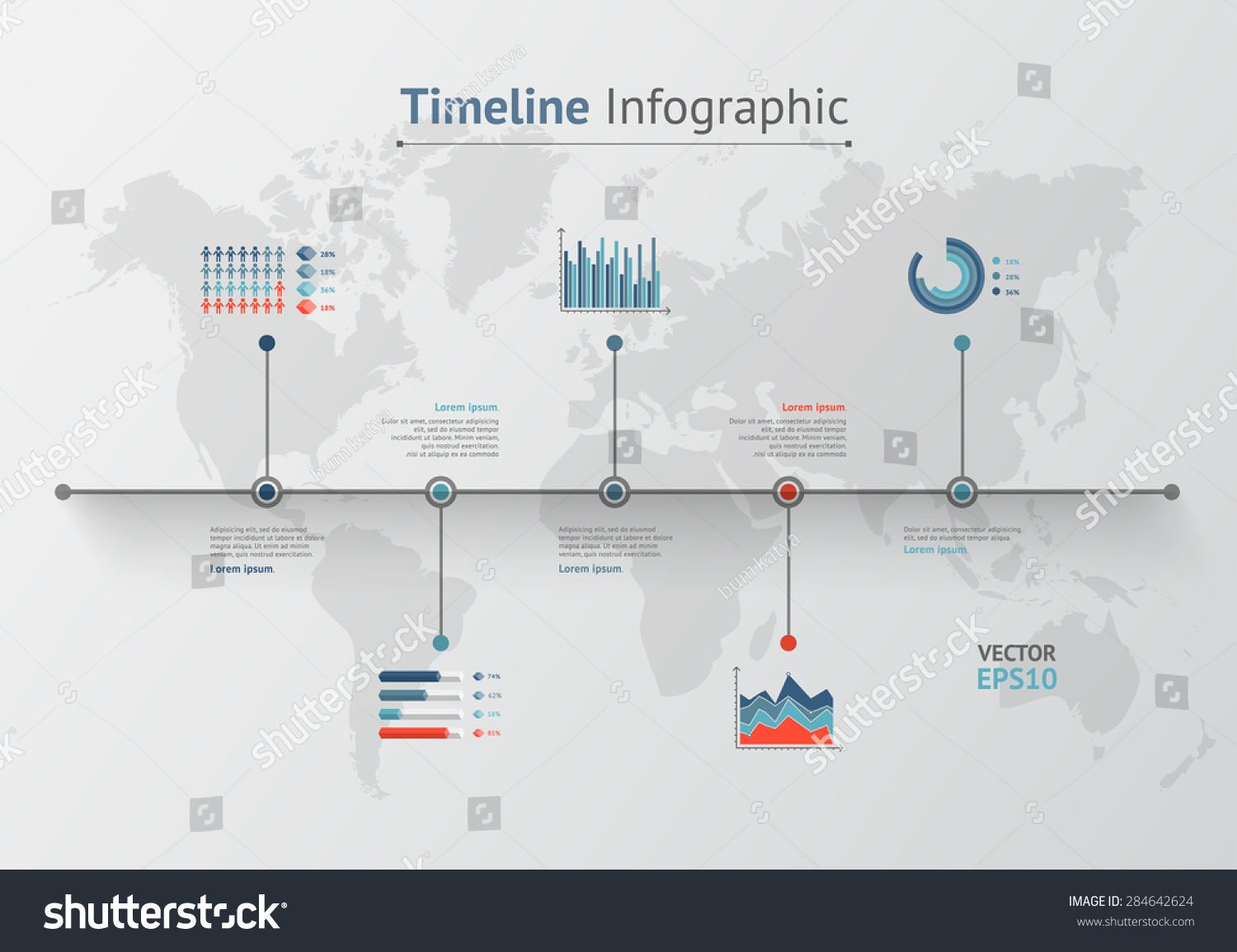 Timeline Vector Infographic. World Map - 284642624 : Shutterstock