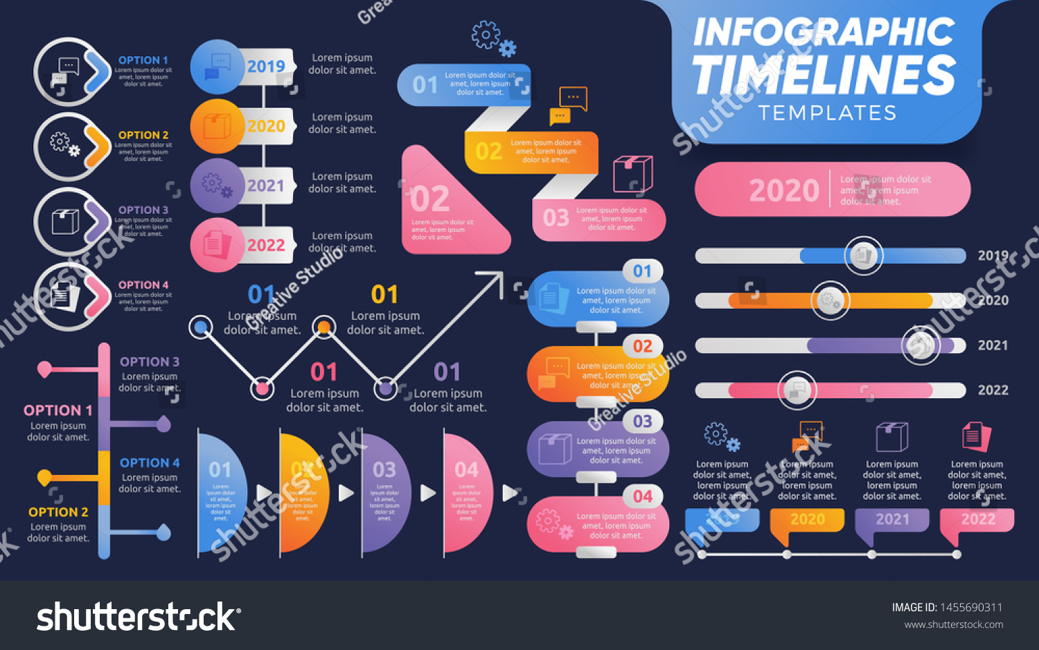 Timelines Infographic Templates Colorful Infographic Templates Stock Vector Royalty Free 9874