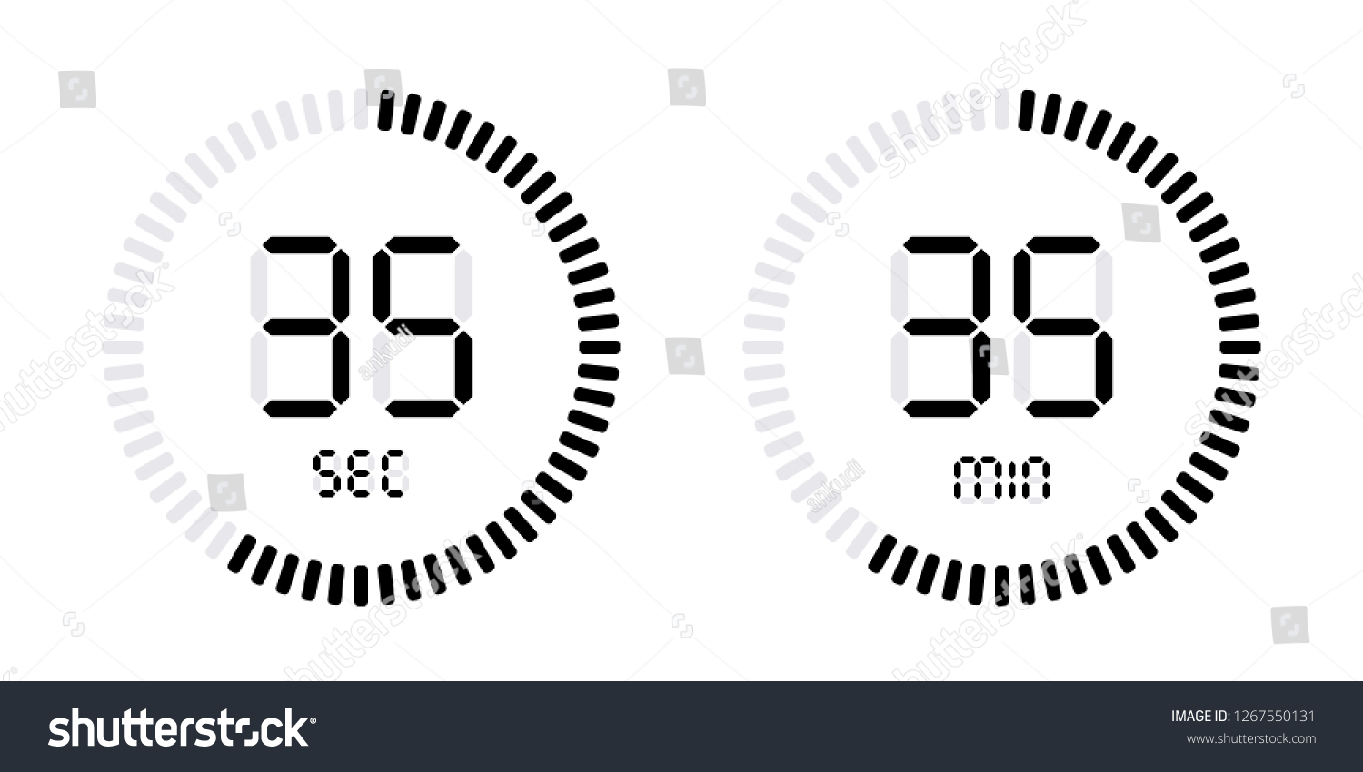 Timer Countdown Minutes Seconds Icons Stopwatch Stock Vector Royalty Free