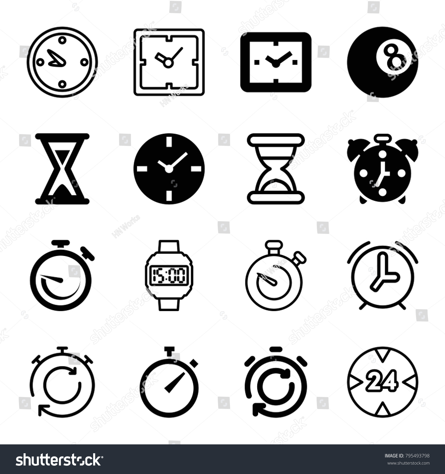 Timer Icons Set 16 Editable Filled Stock Vector (Royalty Free