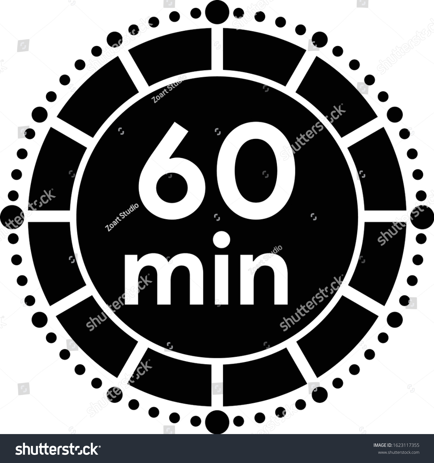Timer Sign Icon 60 Minutes Stopwatch Stock Vector Royalty Free 1623117355