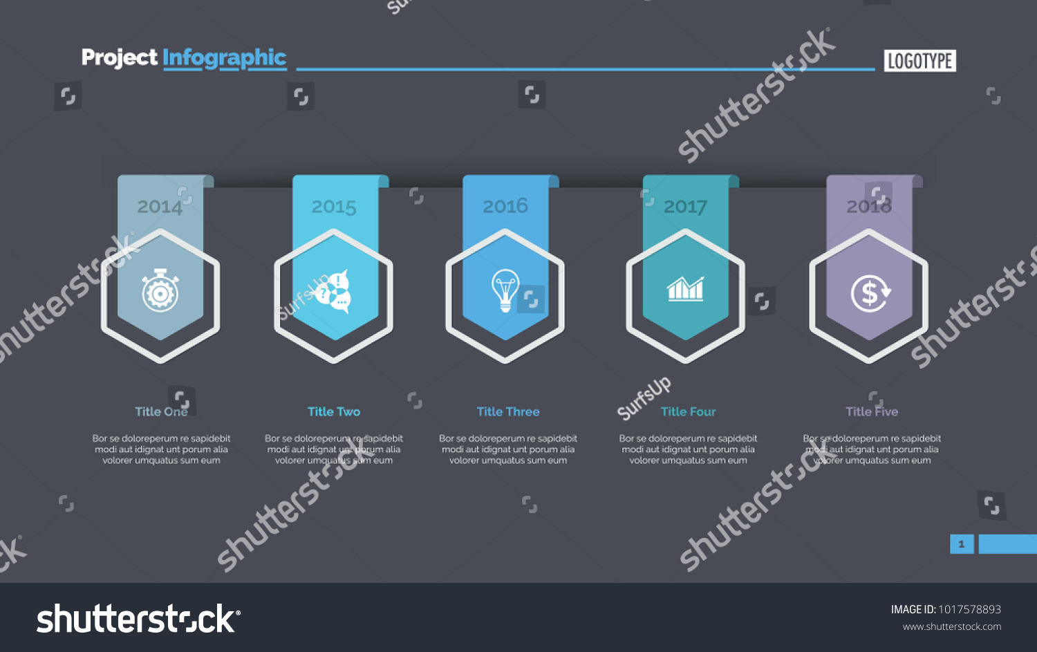 Timing Chart Five Elements Slide Stock Vector Royalty Free 1017578893 7915