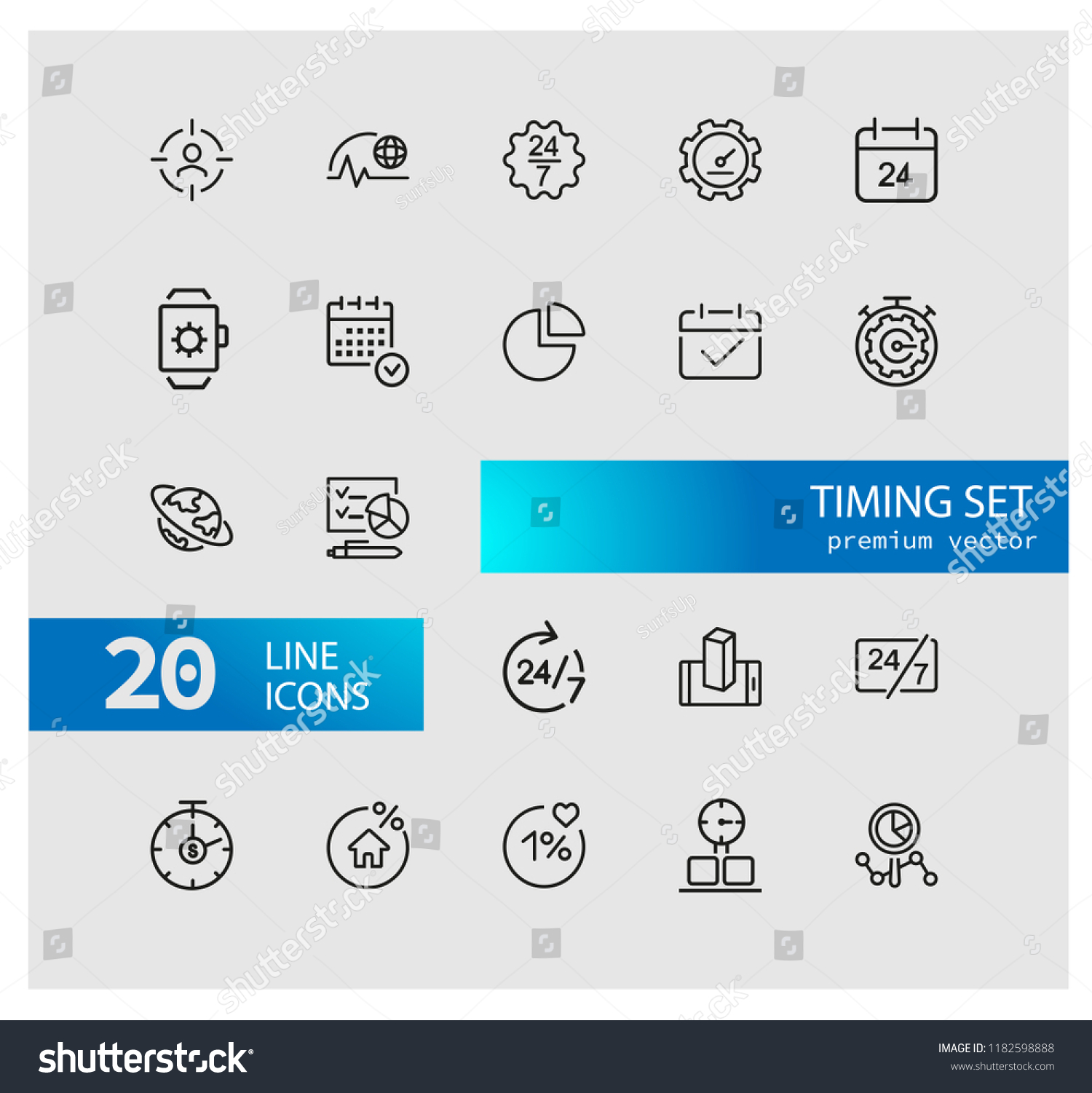 timing icons set line icons all stock vector royalty free