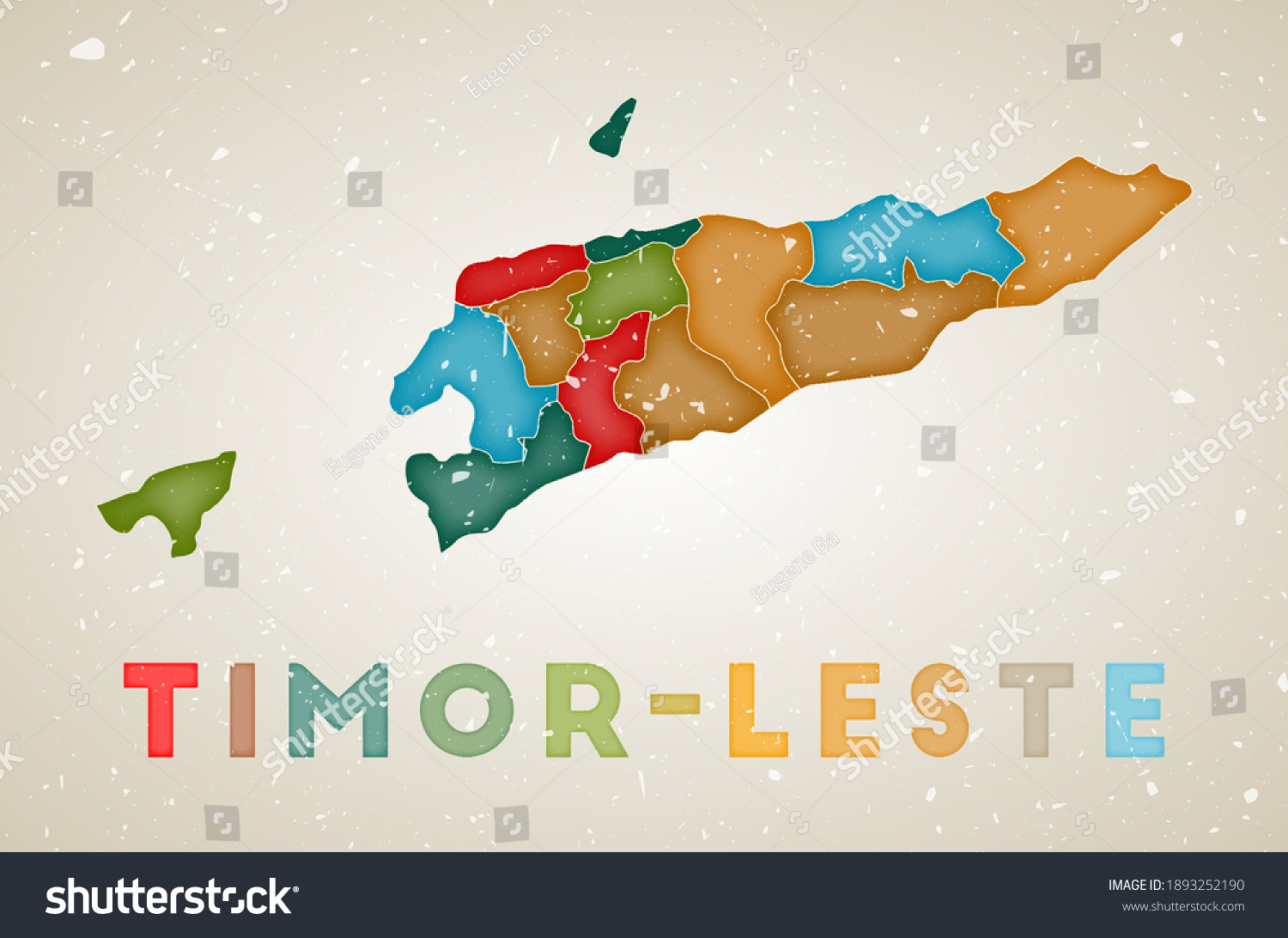 Timorleste Map Country Poster Colored Regions Stock Vector (Royalty ...