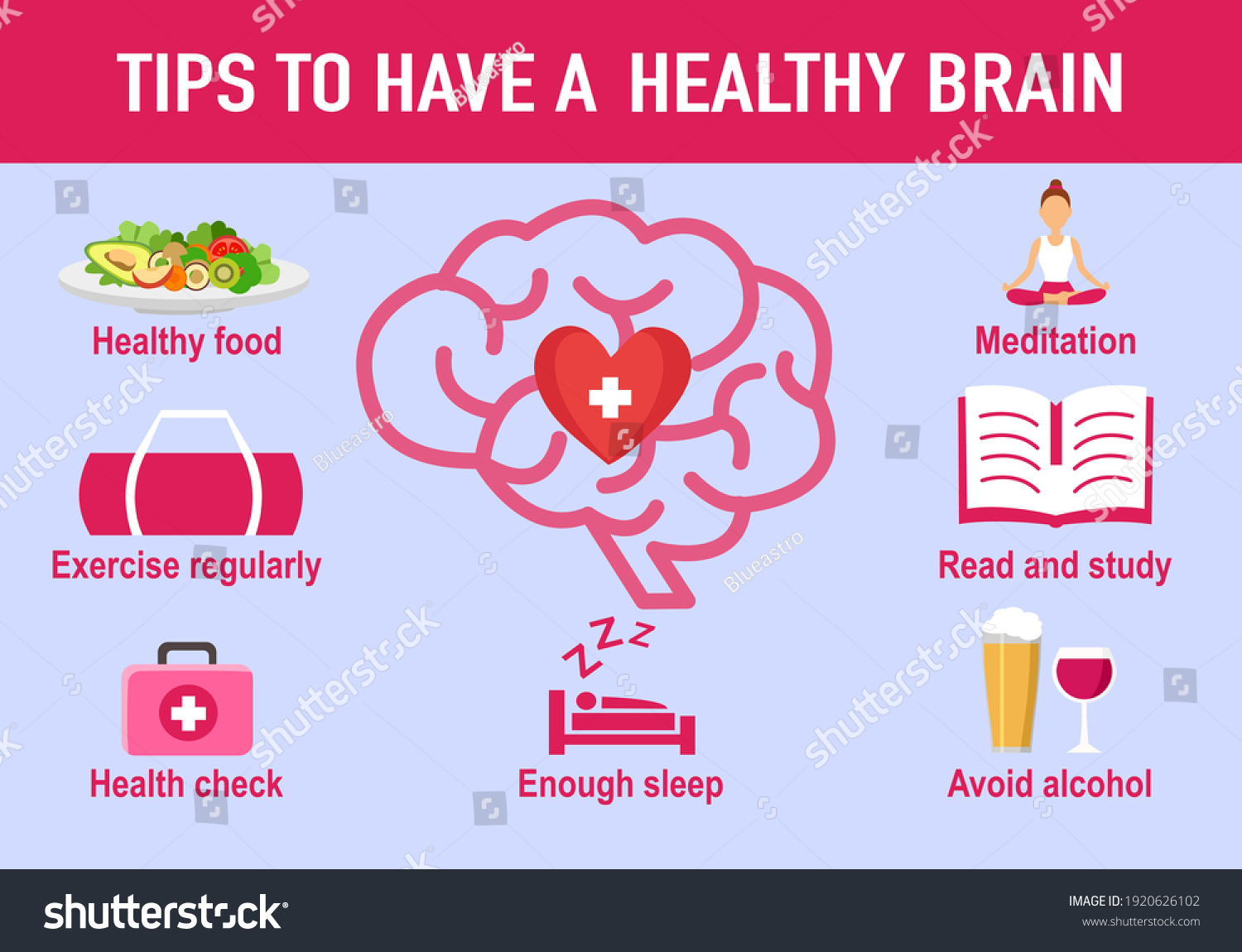 Tips Have Healthy Brain Infographic Human Stock Vector (Royalty Free ...