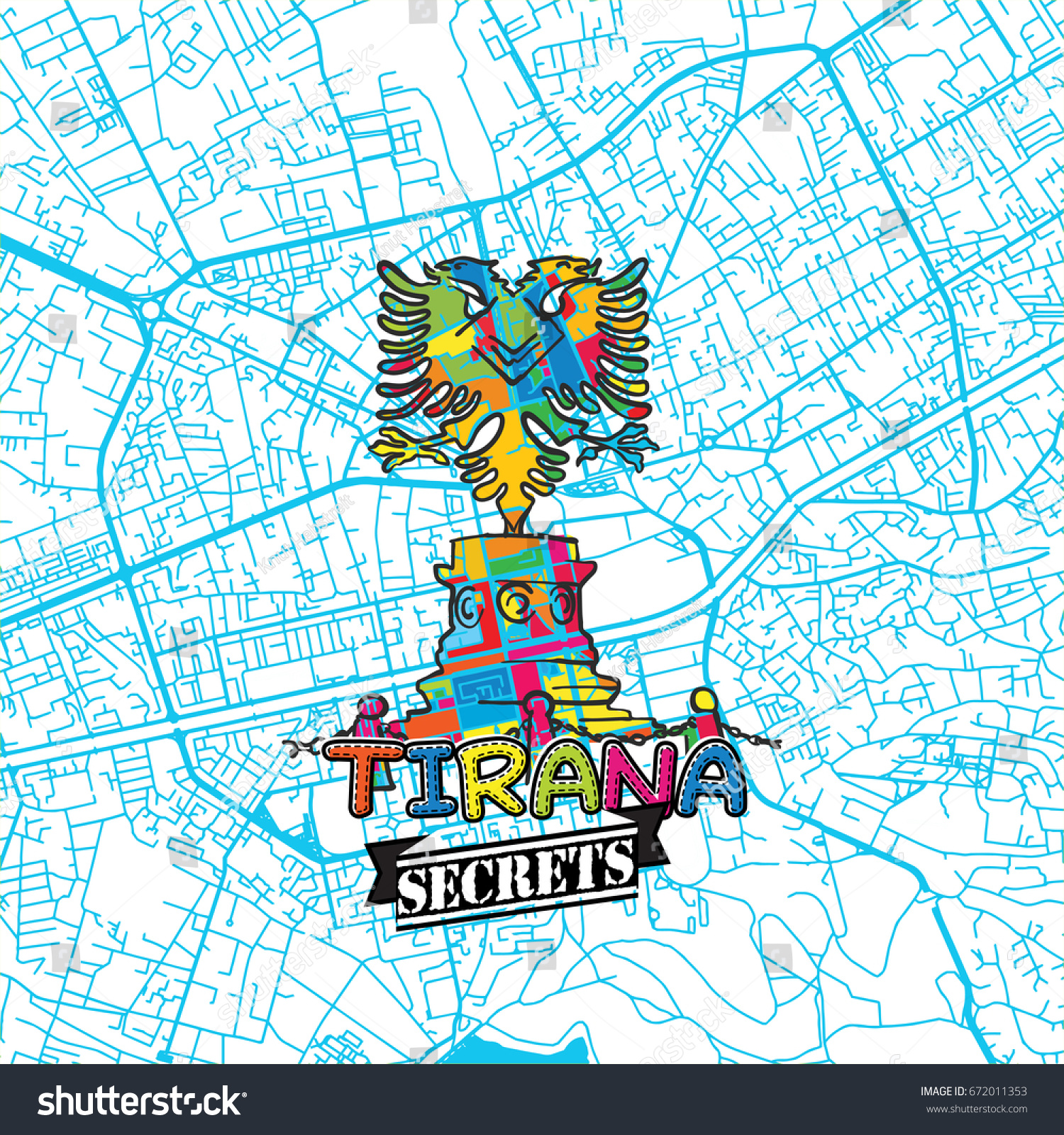 Tirana Travel Secrets Art Map Mapping Stock Vector Royalty Free 672011353 Shutterstock 2763