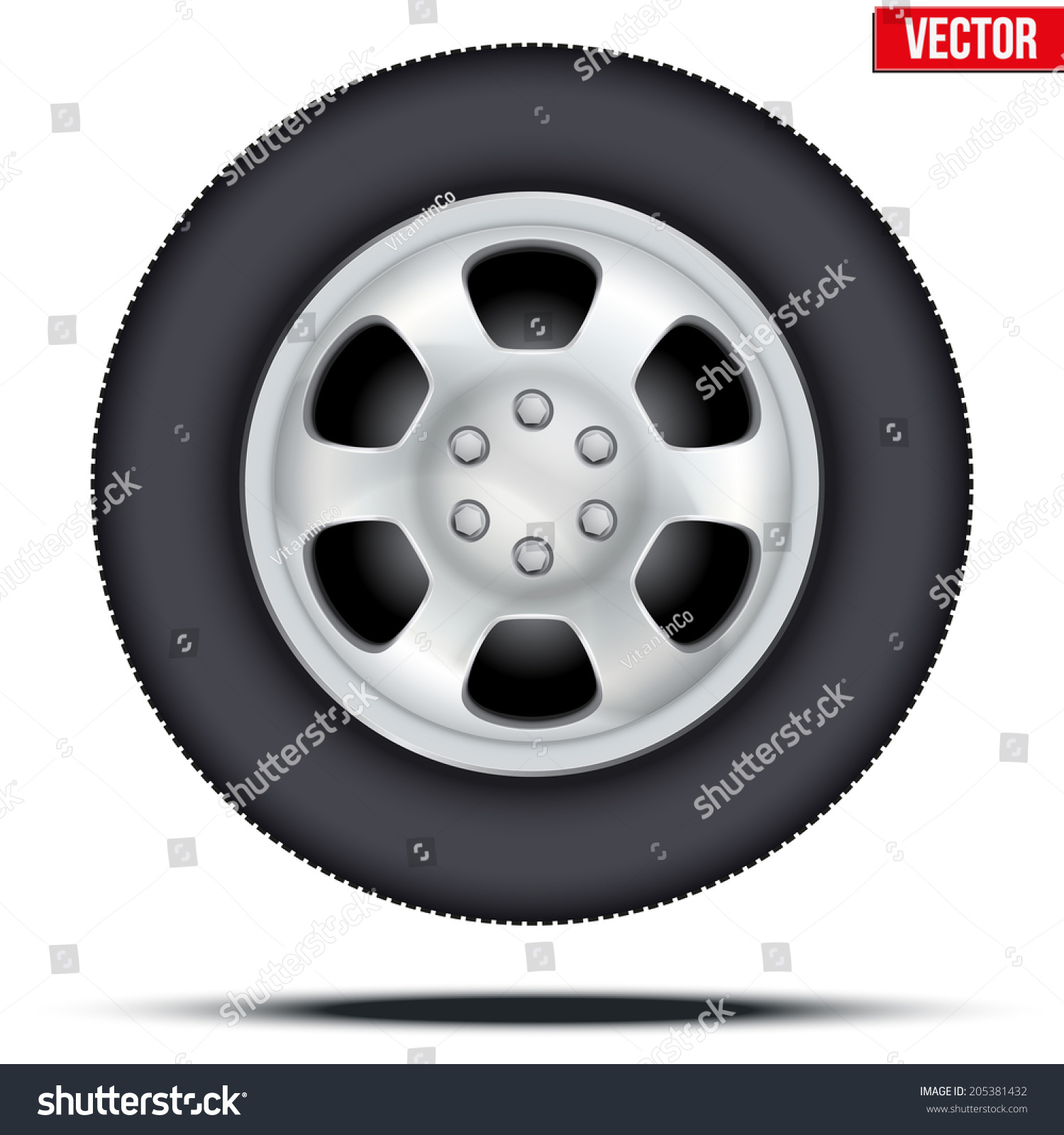 Tire And Wheel Disk Of Car. Chrome Metal.. Vector Illustration, Premium ...
