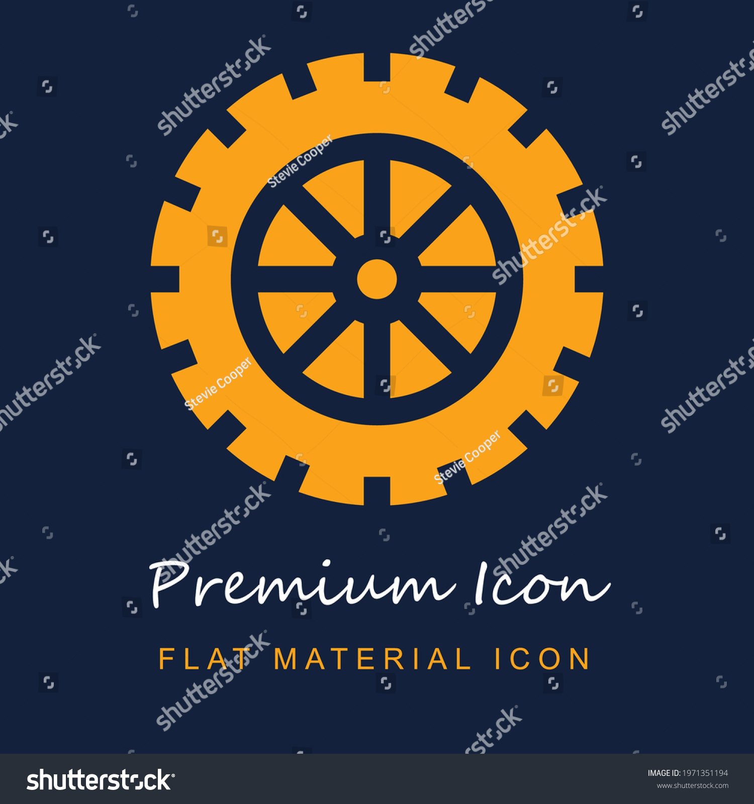 SVG of Tire premium material ui ux isolated vector icon in navy blue and orange colors svg