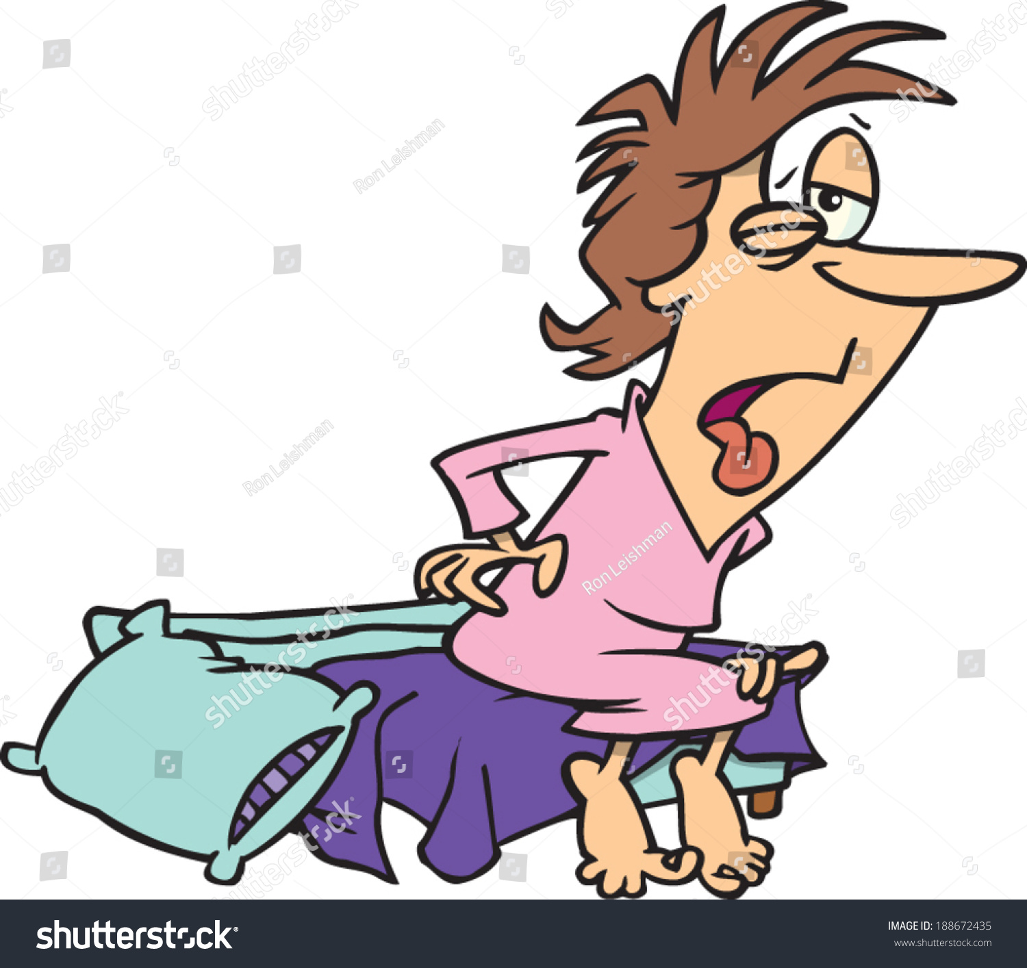 Tired Cartoon Woman Getting Out Bed Stock Vector Royalty Free 188672435 Shutterstock