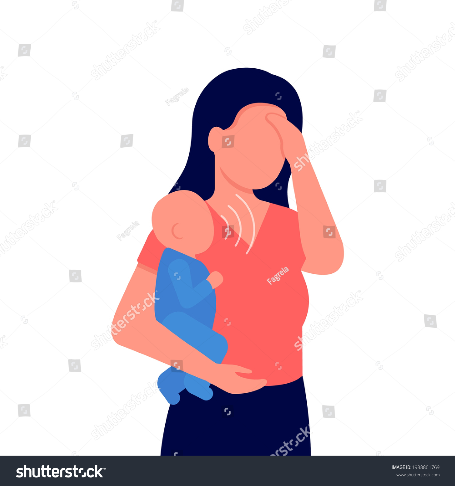 361 Exhausted mother with crying baby Stock Vectors, Images & Vector ...