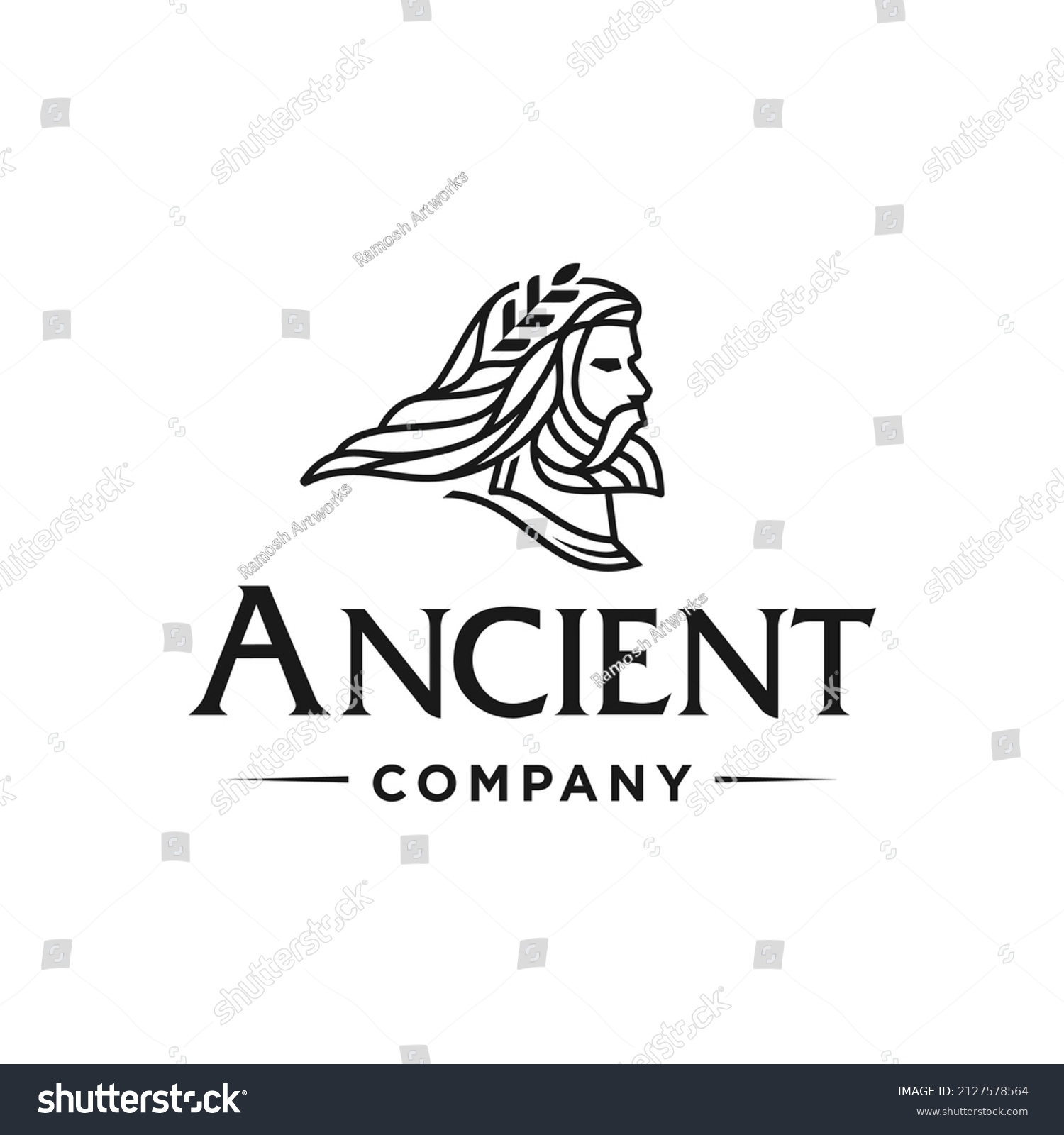 Titan Logo Ancient Greek Figure Face Stock Vector (Royalty Free) 2127578564