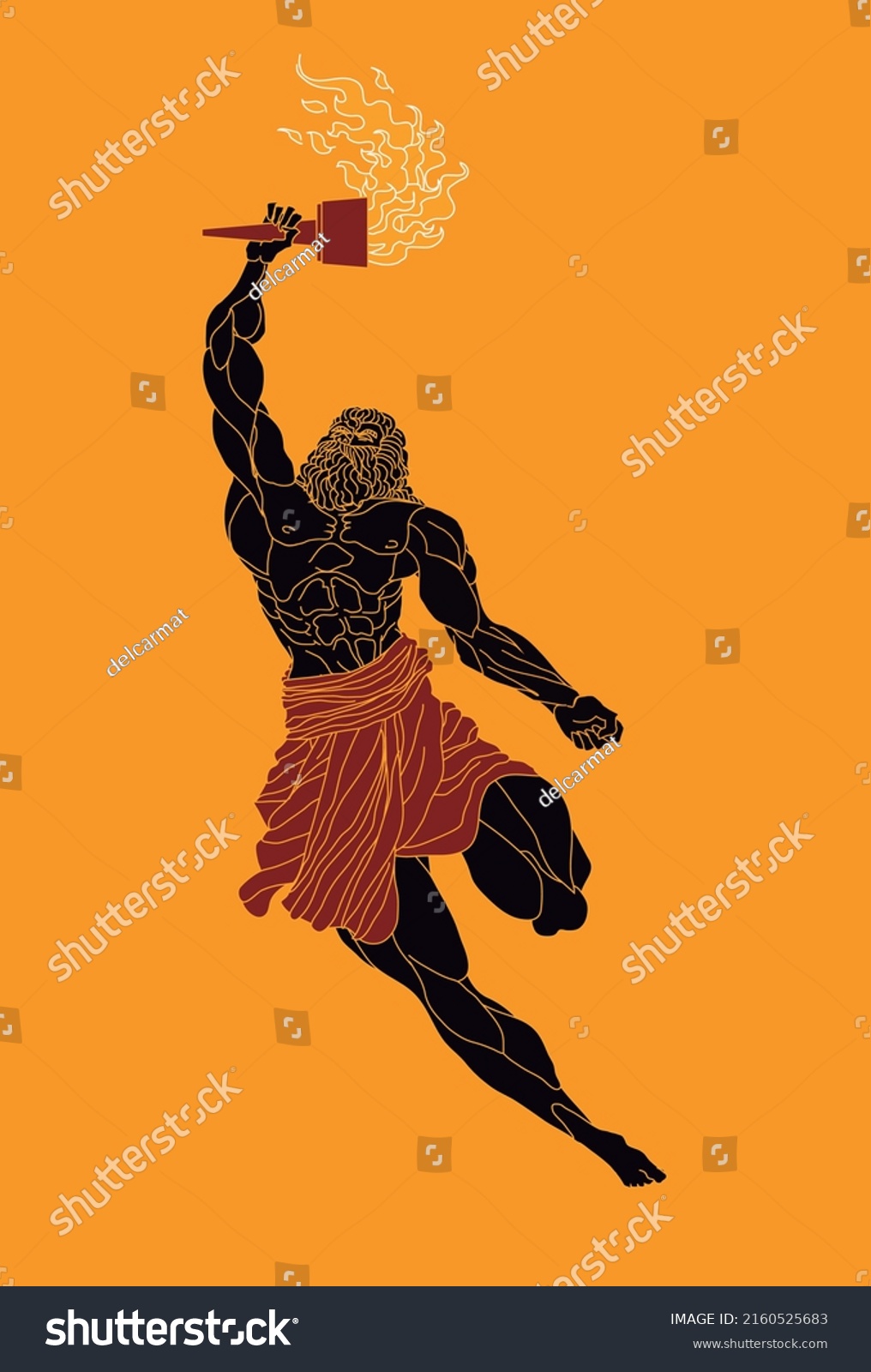 Titan Prometheus Stealing Fire Stock Vector (Royalty Free) 2160525683 ...