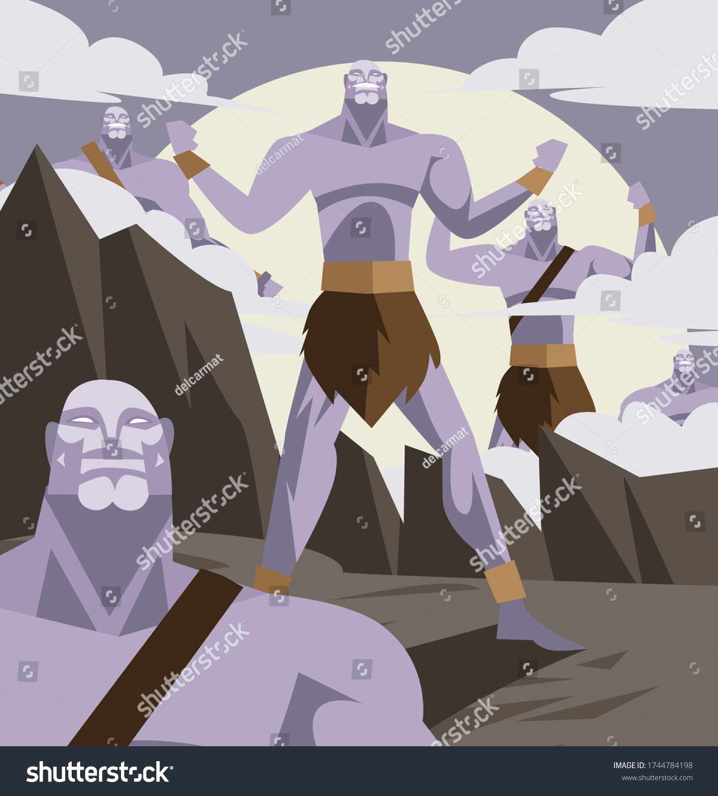 Titanomachy War Greek Gods Versus Giant Stock Vector (Royalty Free ...