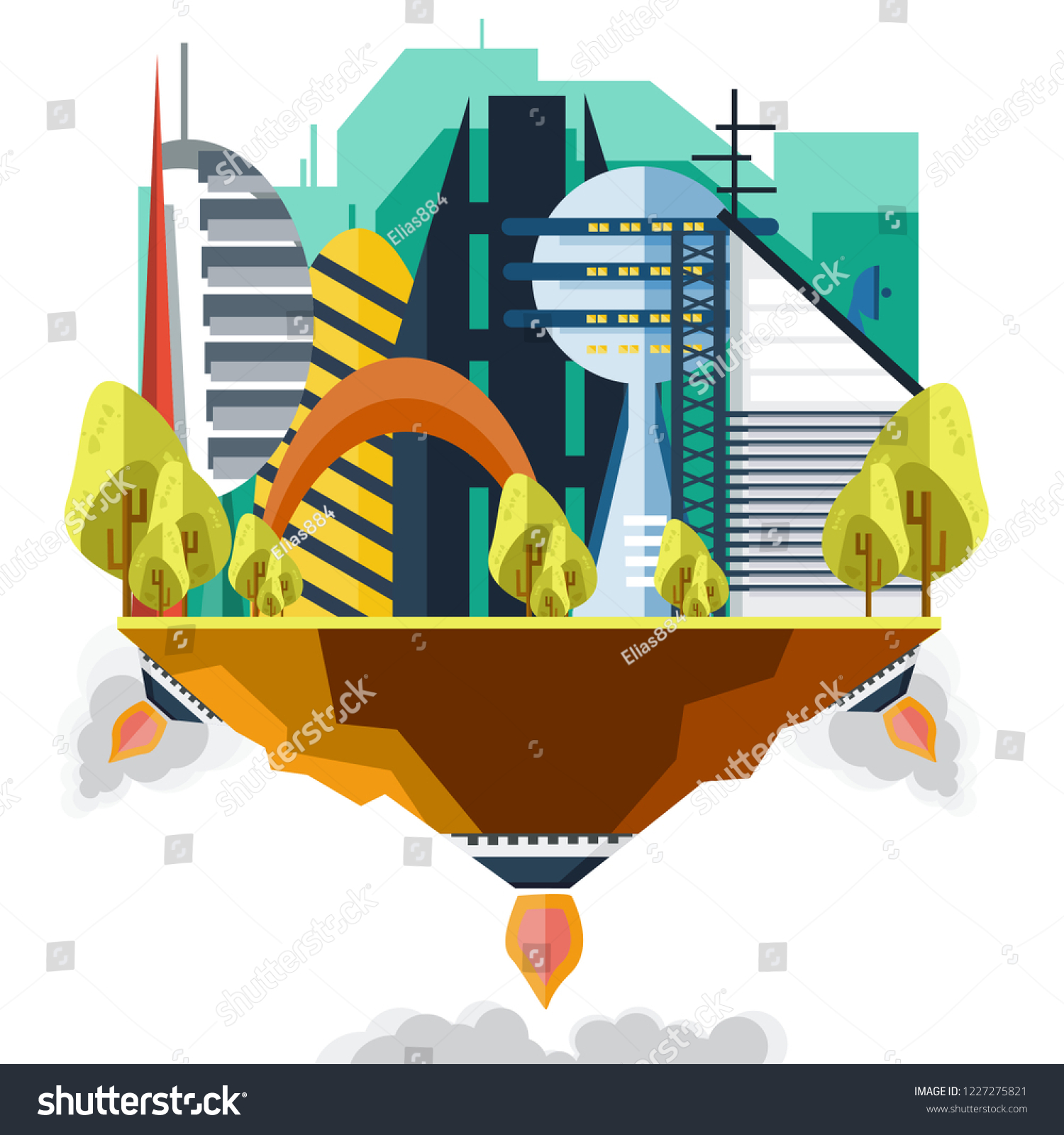 Title Future City Flat Landscape Size Stock Vector Royalty Free