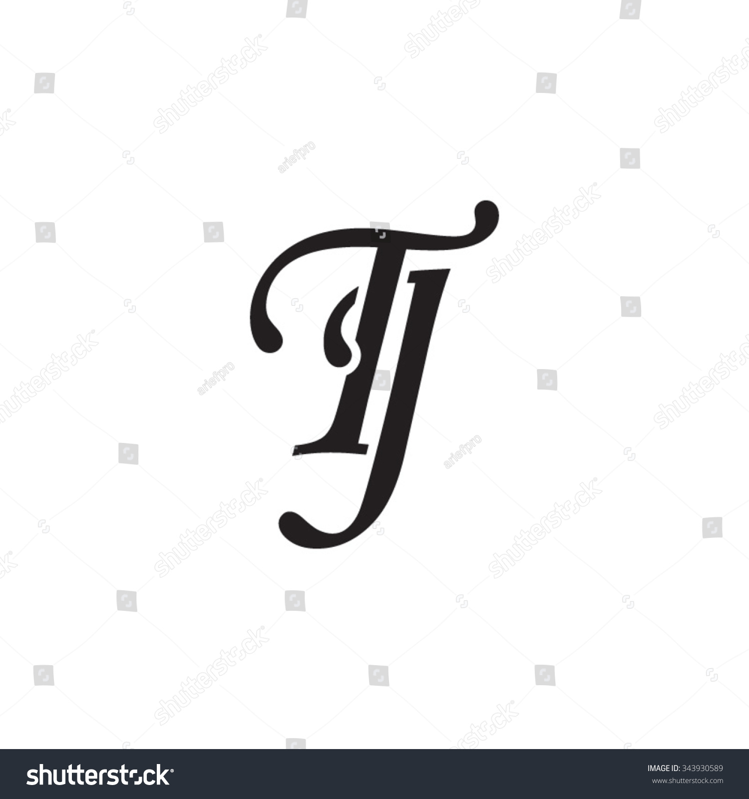 Tj Initial Monogram Logo Stock Vector Royalty Free