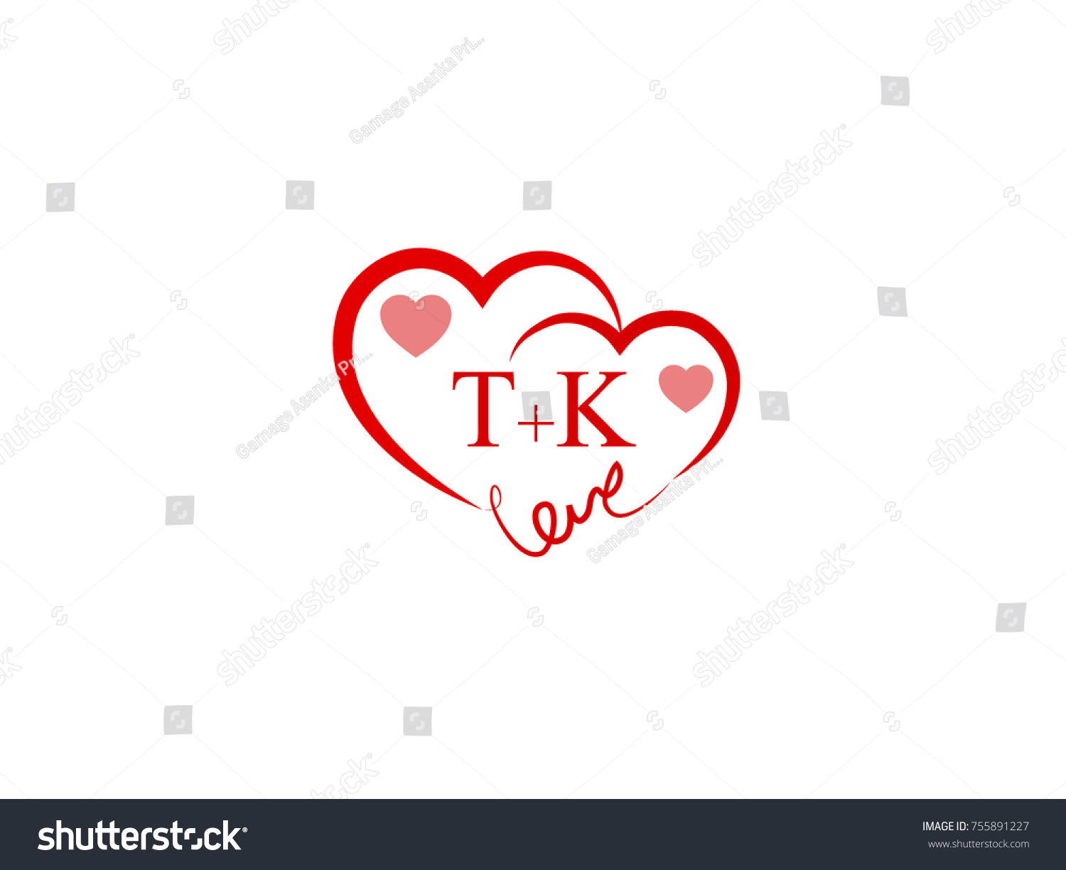 Tk Initial Wedding Invitation Love Logo Stock Vector Royalty Free