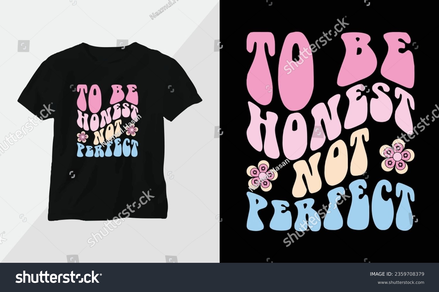 SVG of To be honest, not perfect - Retro Groovy Inspirational T-shirt Design with retro style svg