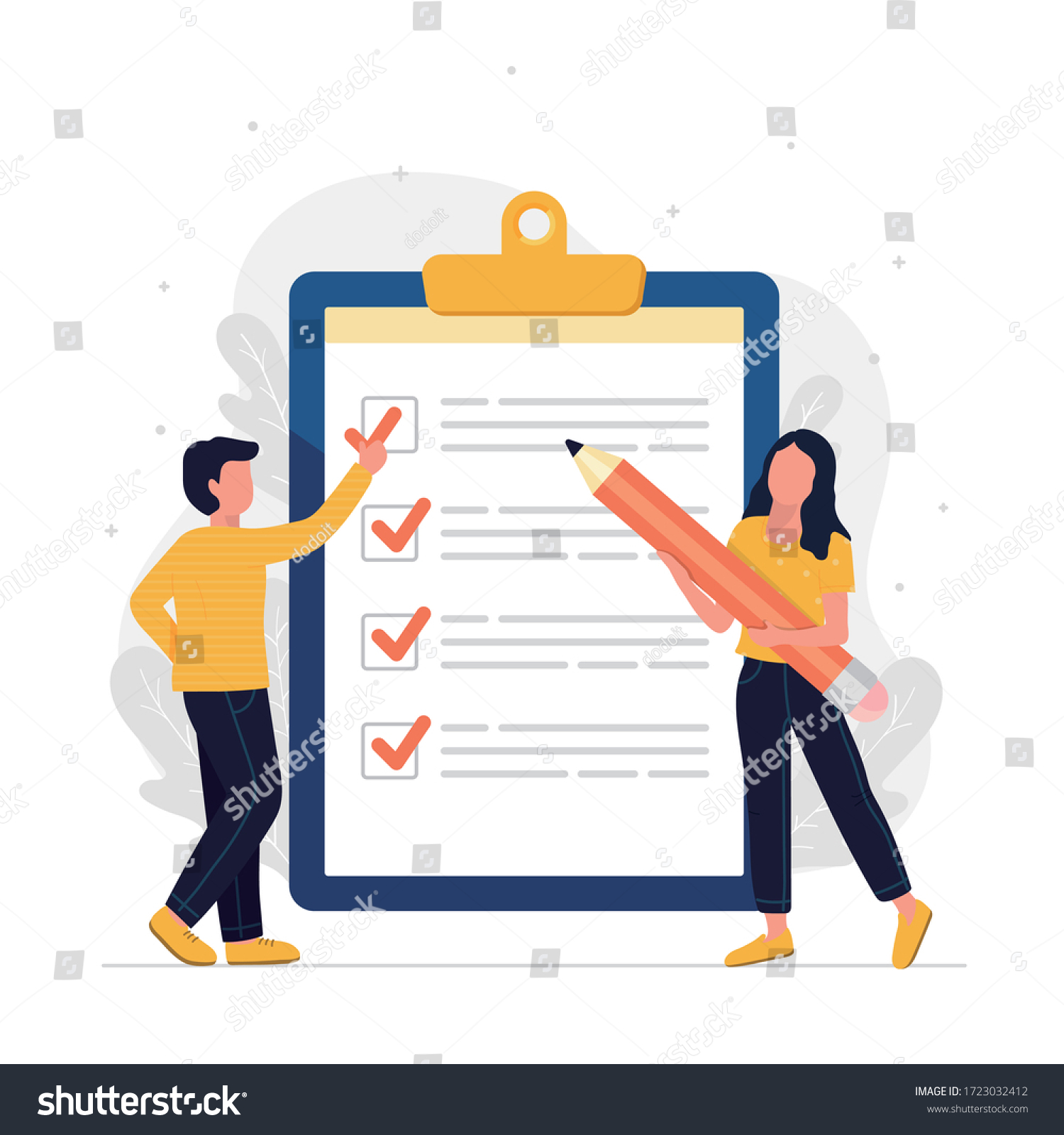 SVG of To do list and planning checklist concept. little people holding giant pencil, Checking on paper to do list, Daily task or agreement, Clipboard, Flat design style. Isolated vector illustration. svg
