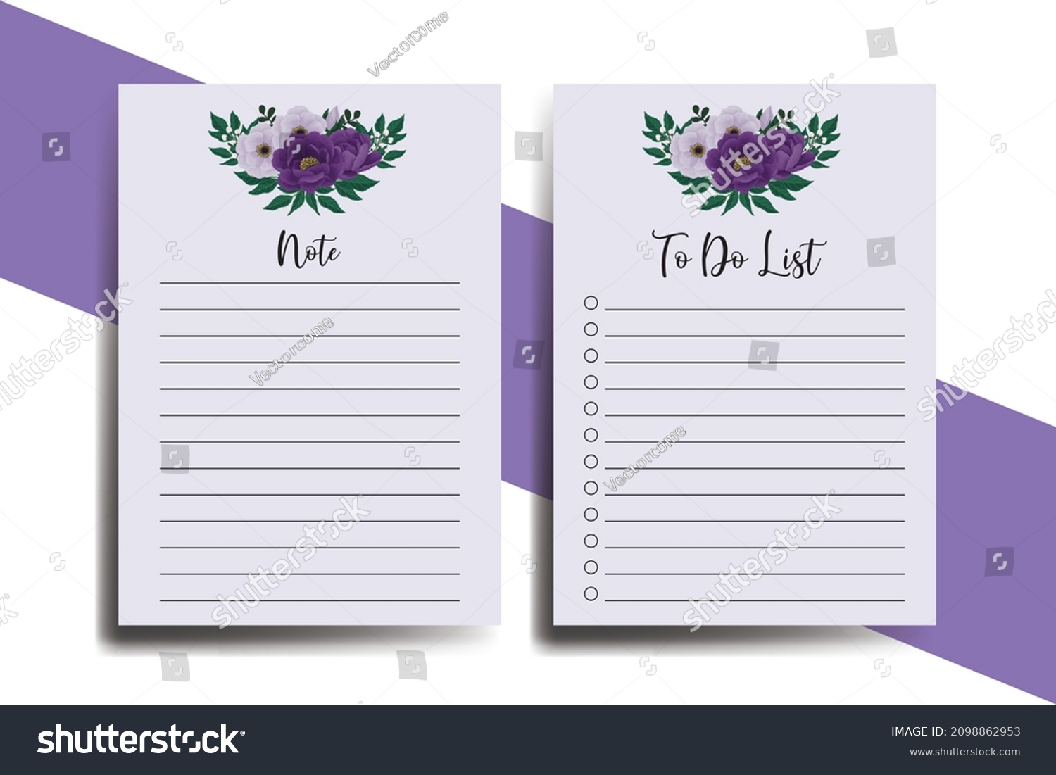 SVG of To do list Planner template Purple Peony Flower Design svg