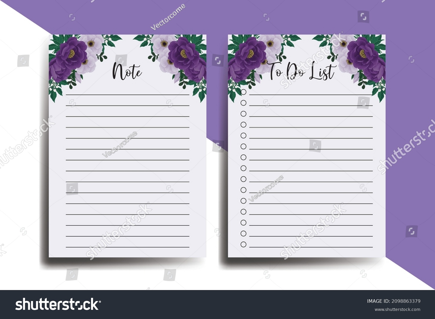 SVG of To do list Planner template Purple Peony Flower Design svg