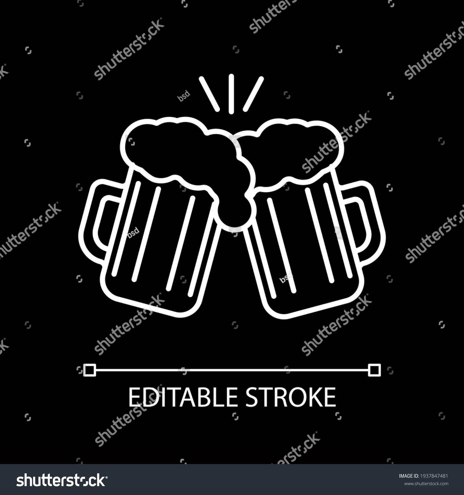 Toast Beer Mugs White Linear Icon Stock Vector (Royalty Free ...