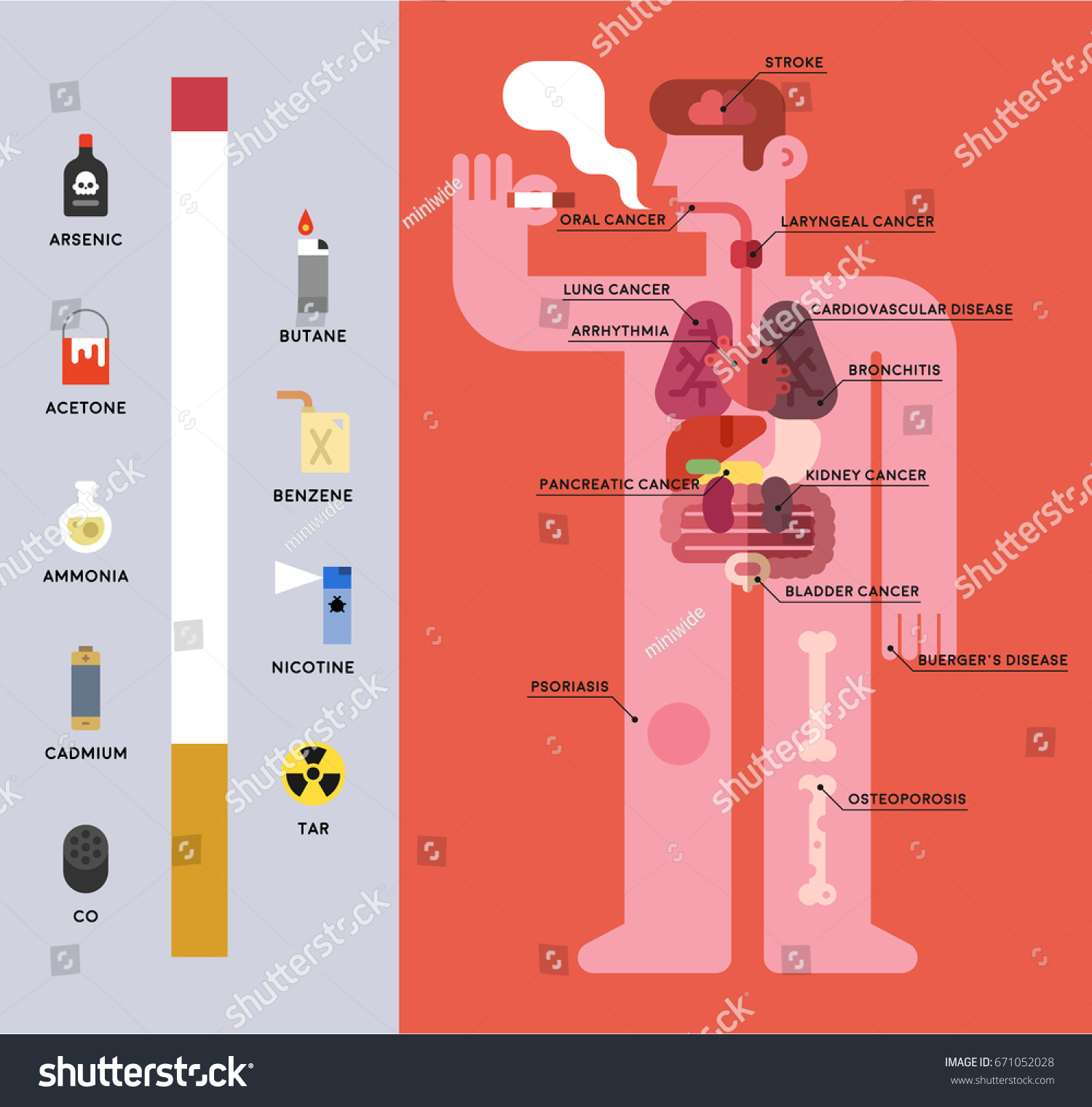 list three systems of the body impacted by nicotine