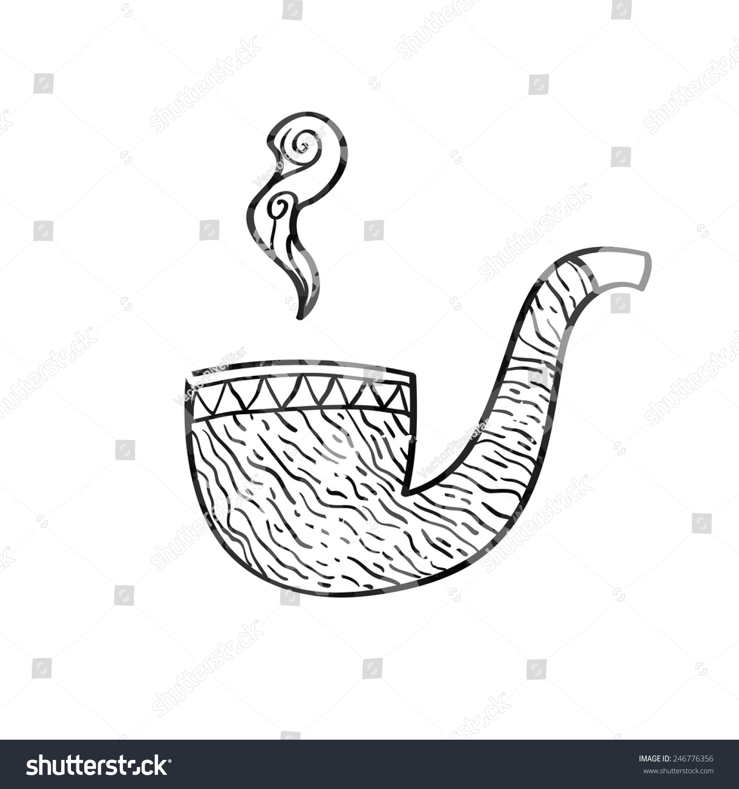 Tobacco Pipe. Hand Drawn Doodle Style Isolated Vector Art Illustration ...