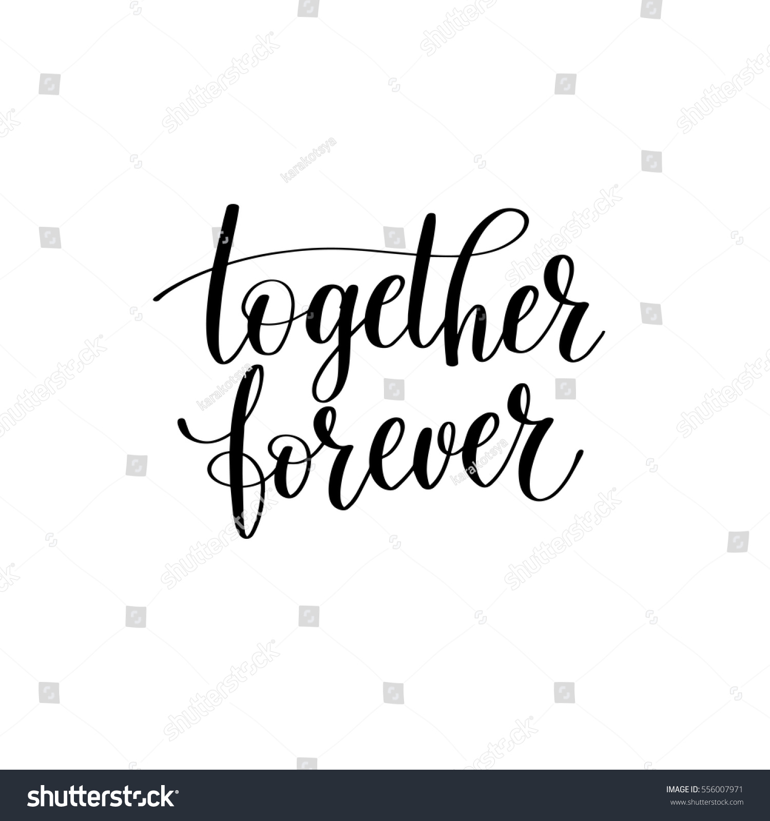 Together Forever Black White Hand Written Stock Vector (Royalty Free ...