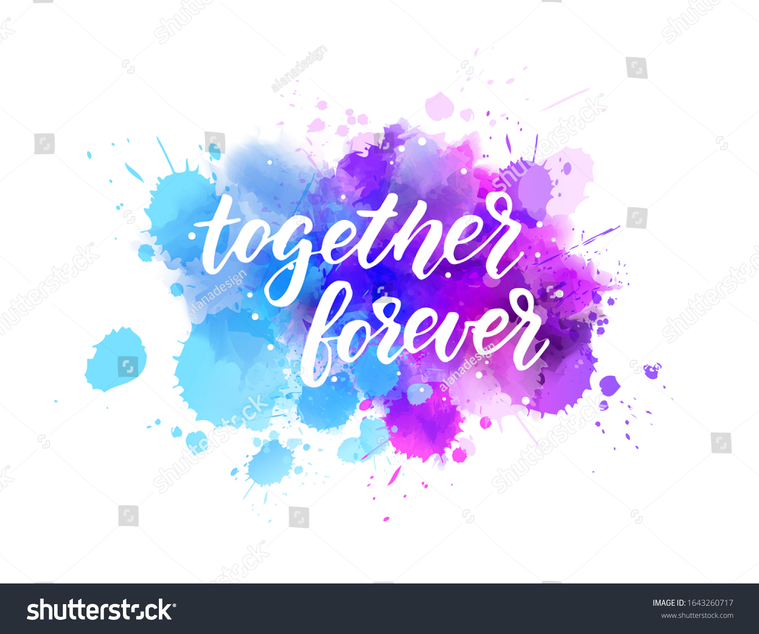 Together Forever Handwritten Modern Calligraphy Lettering Stock Vector ...