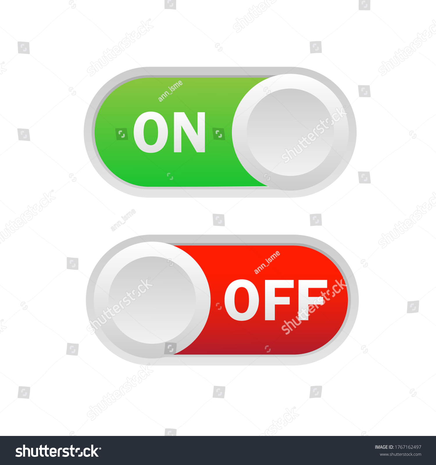 Toggle Switch On Off On White Stock Vector (Royalty Free) 1767162497 ...