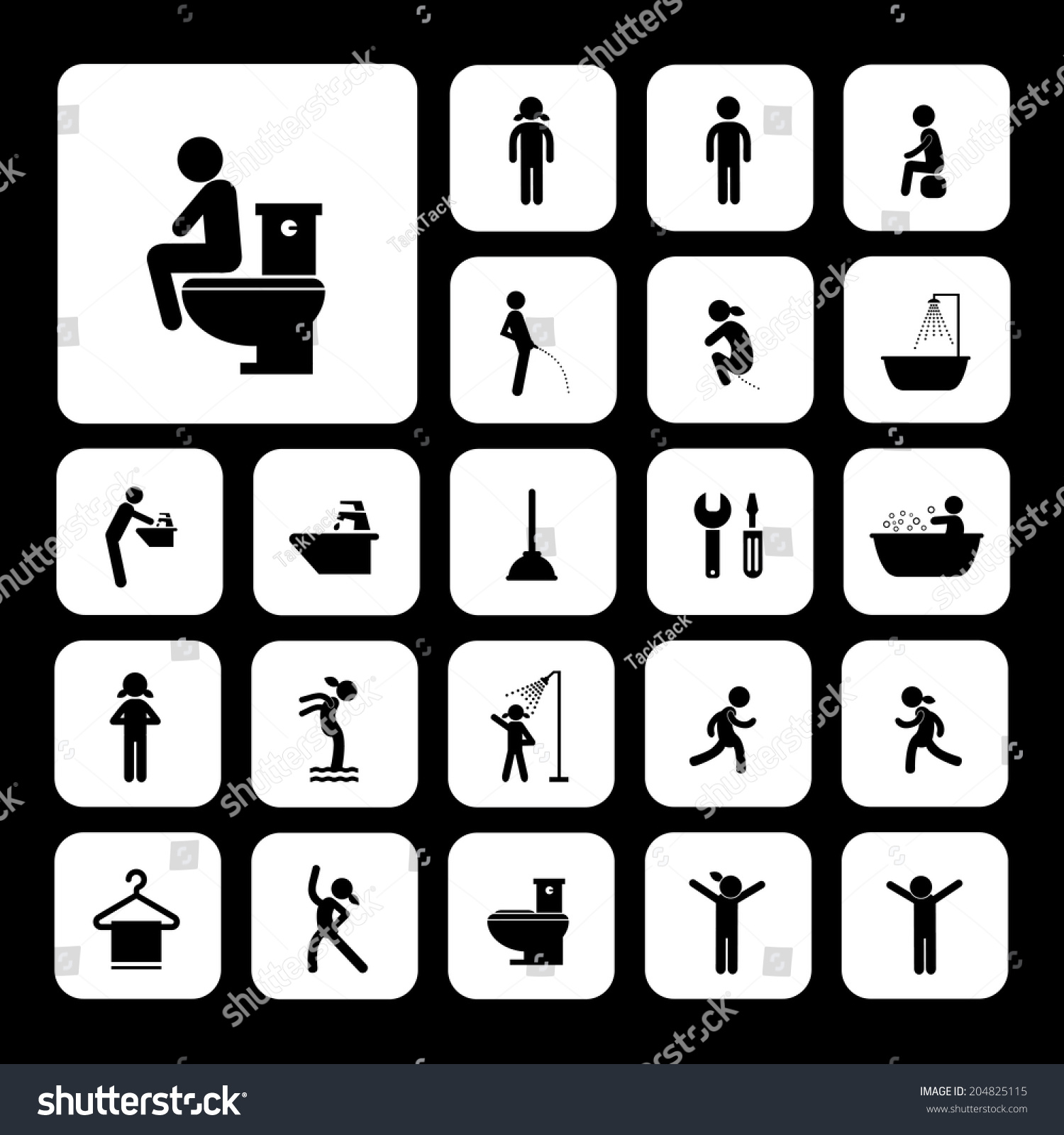 Toilet Hygiene Icons Set Stock Vector 204825115 - Shutterstock