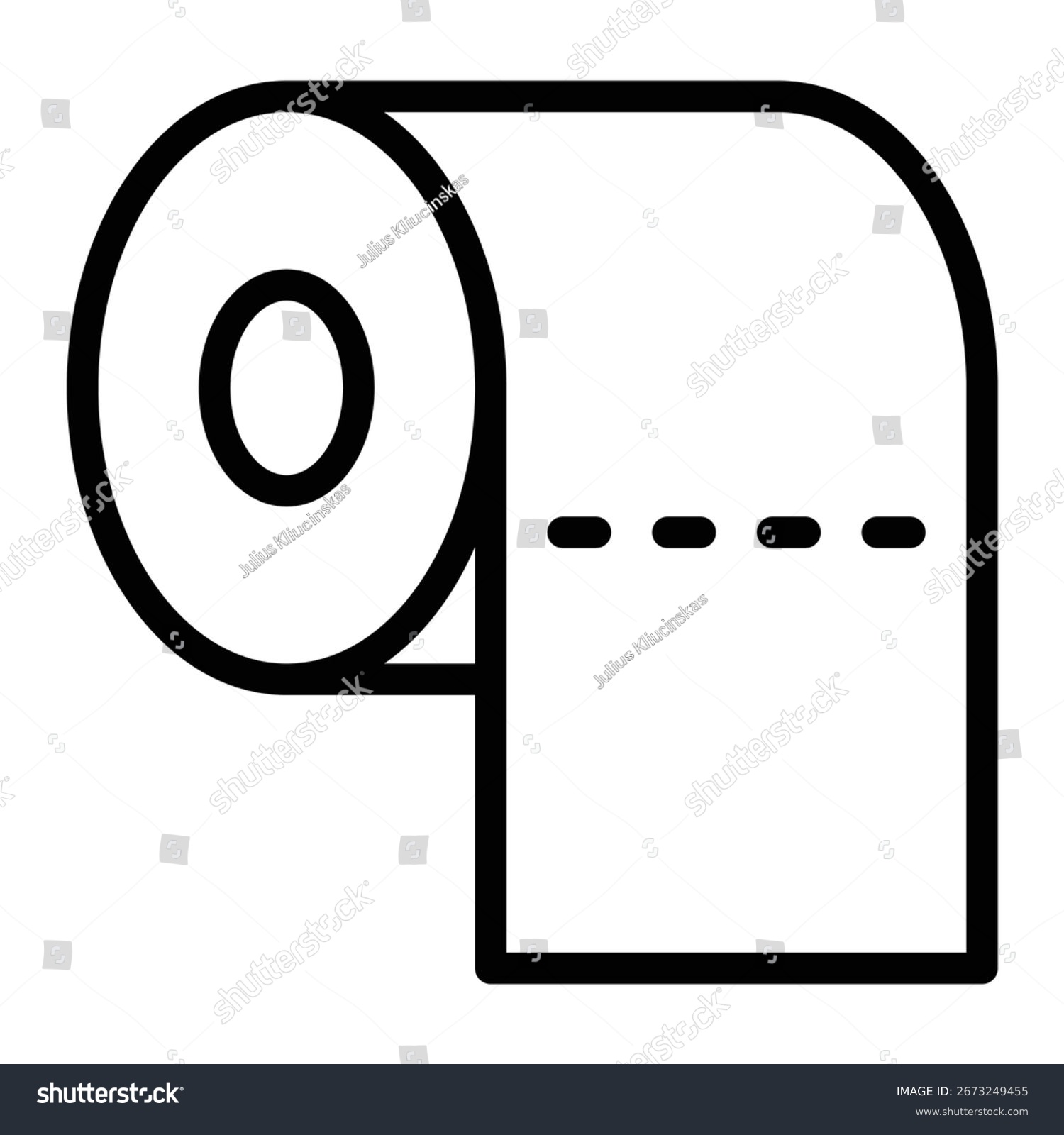recommend clip art: Toilet paper roll vector icon. Black outline design with perforated sheet detail. Hygiene and bathroom supply symbol for apps, signage, or packaging.