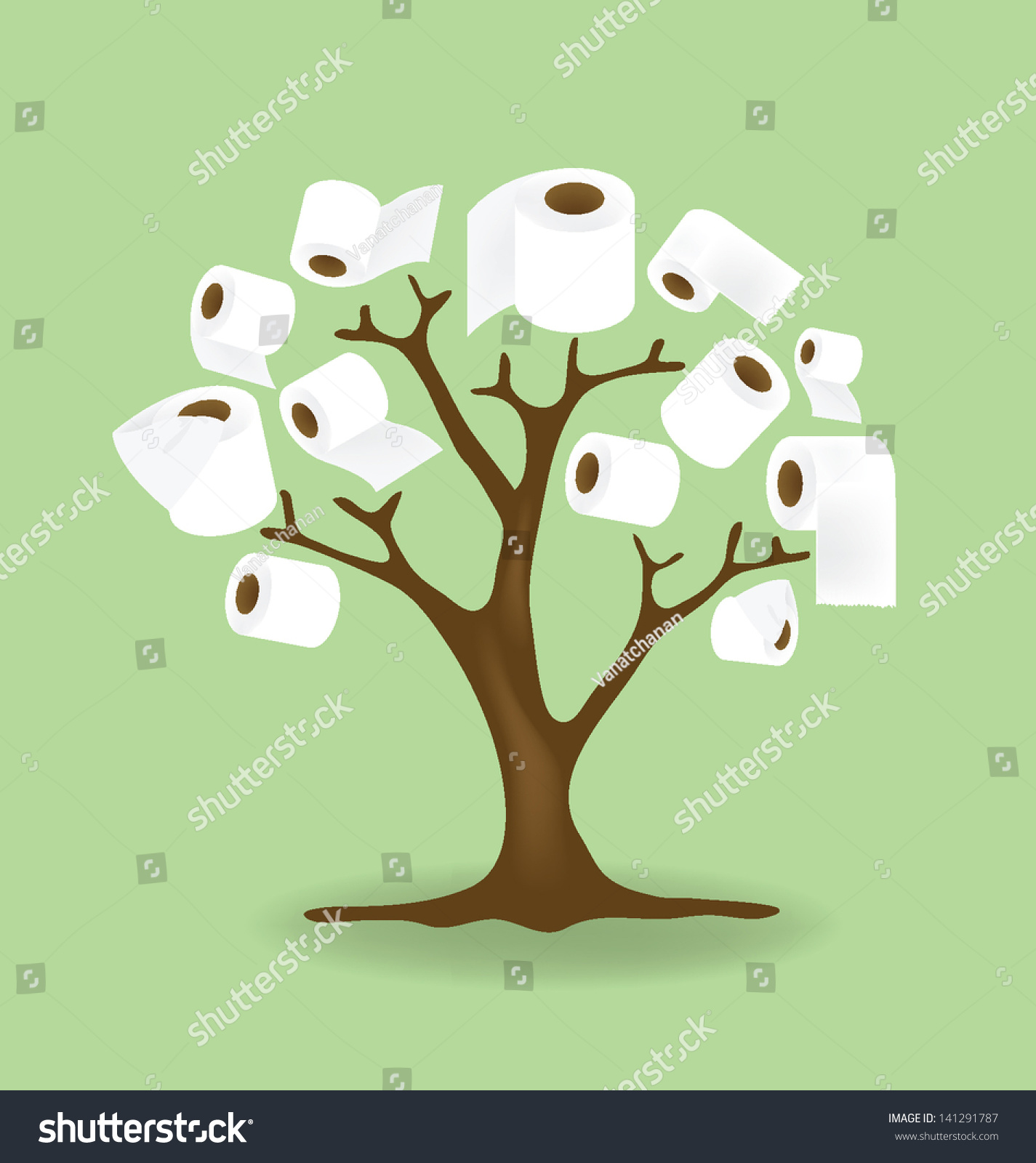Toilet Paper Tree Vector Illustration Stock Vector (Royalty Free ...