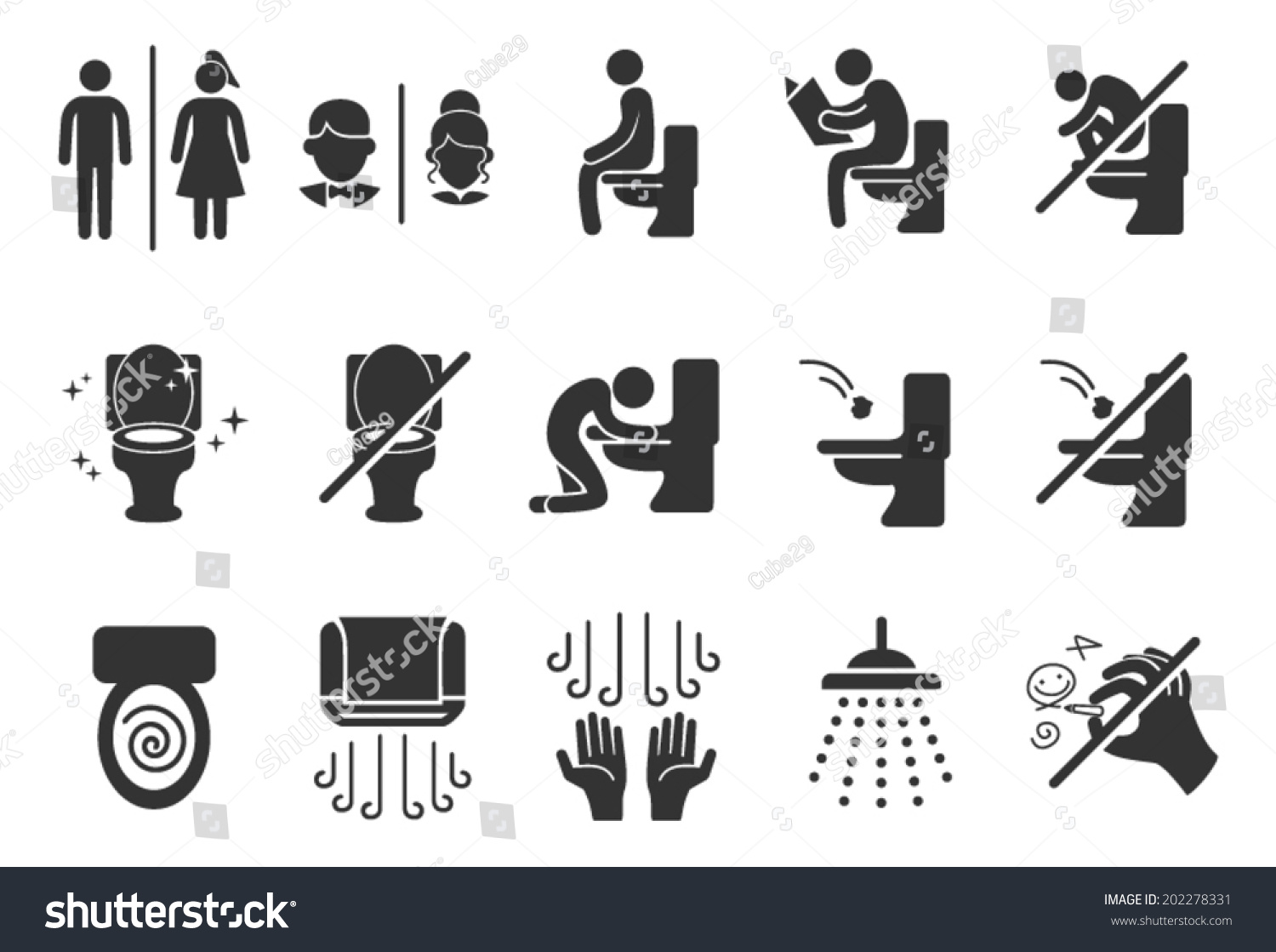 Toilet Public Sign Symbol Icon Pictogram Stock Vector (Royalty Free ...