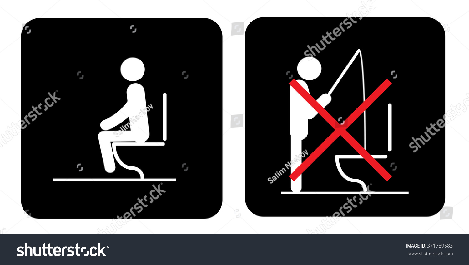 Toilet Rules Stickers Set Stock Vector (Royalty Free) 371789683 ...